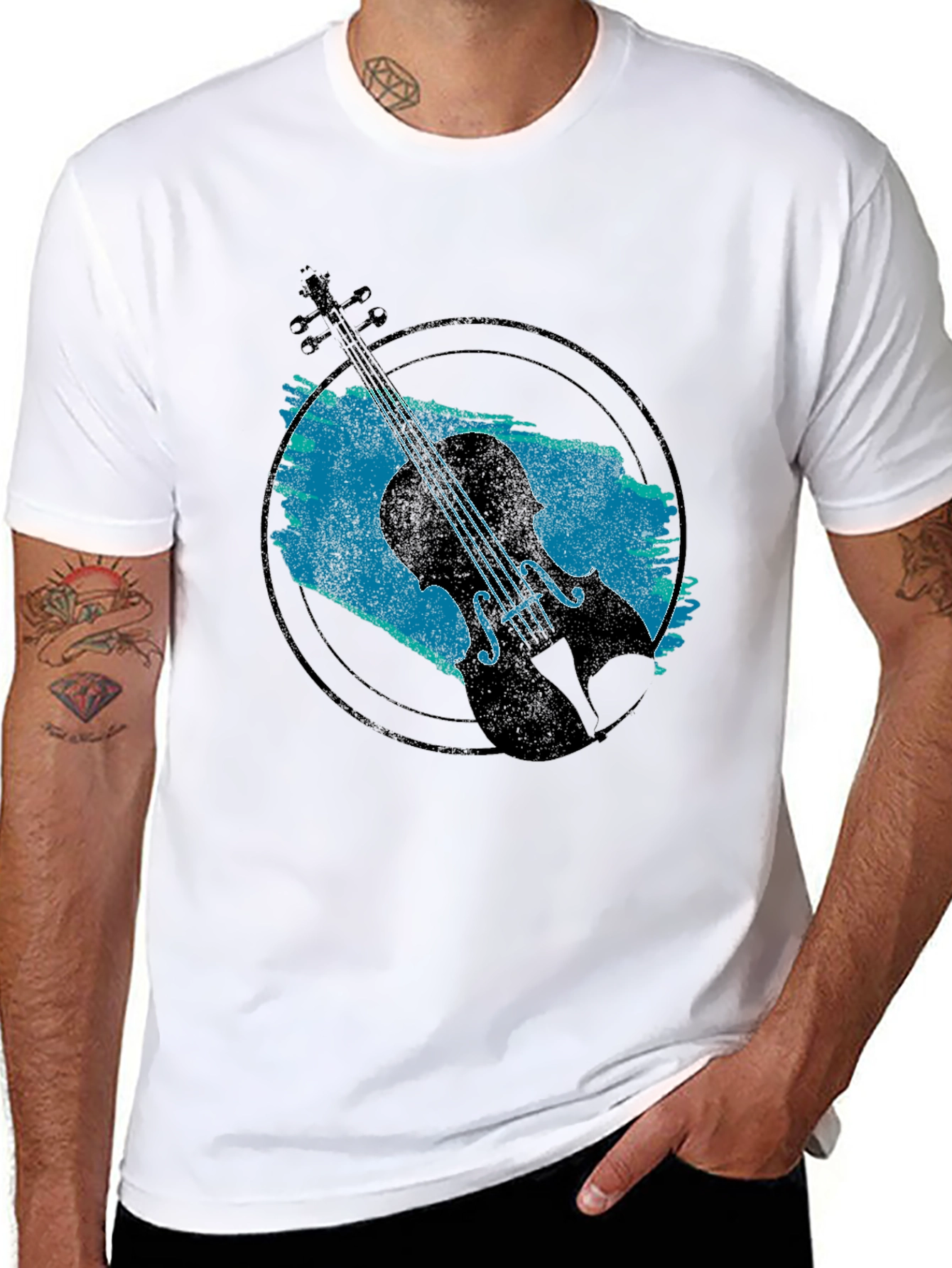 Violin Graphic Black T-Shirt