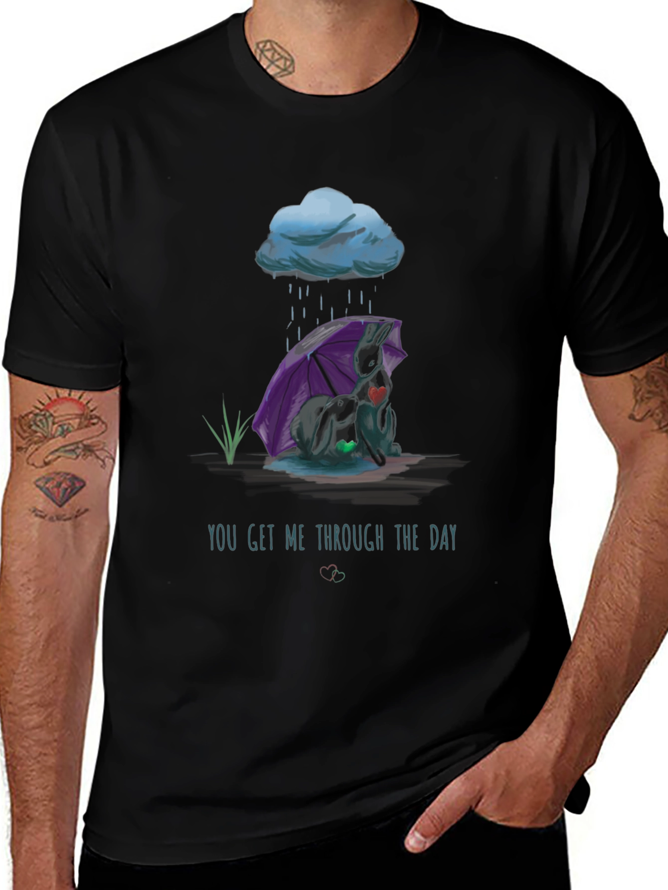 Rainy Day Comfort T-Shirt - Heart Design