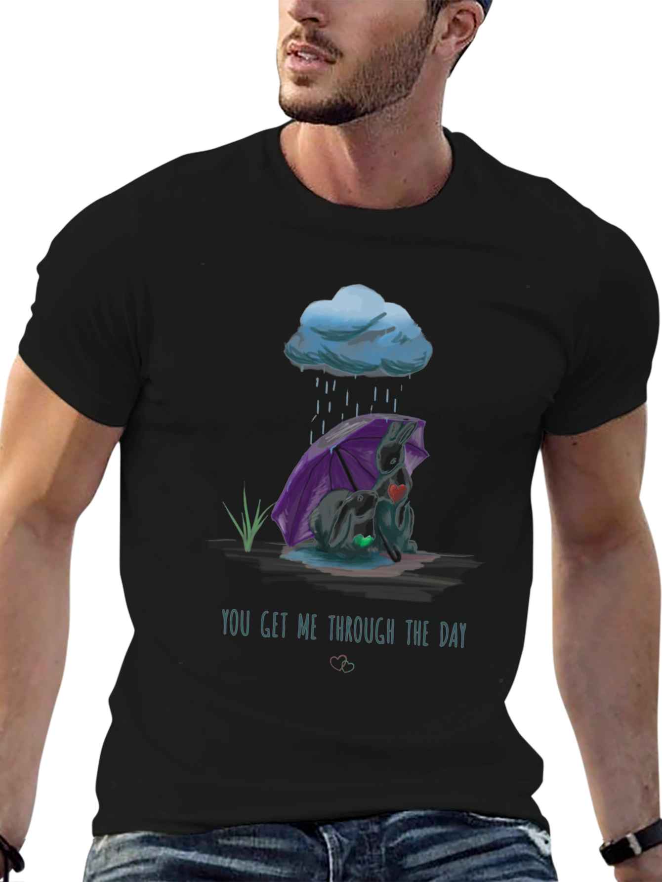 Rainy Day Comfort T-Shirt - Heart Design