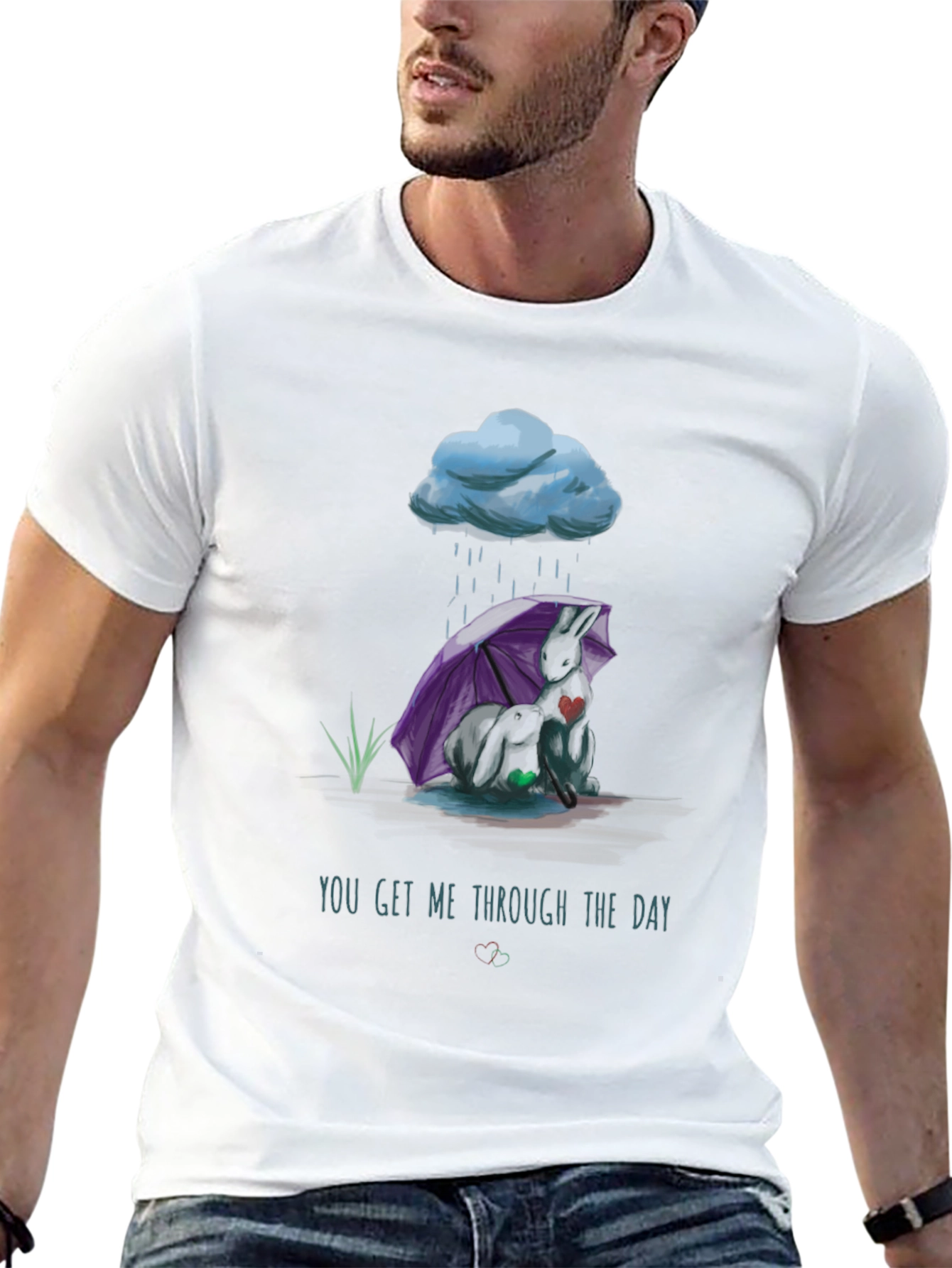 Rainy Day Comfort T-Shirt - Heart Design