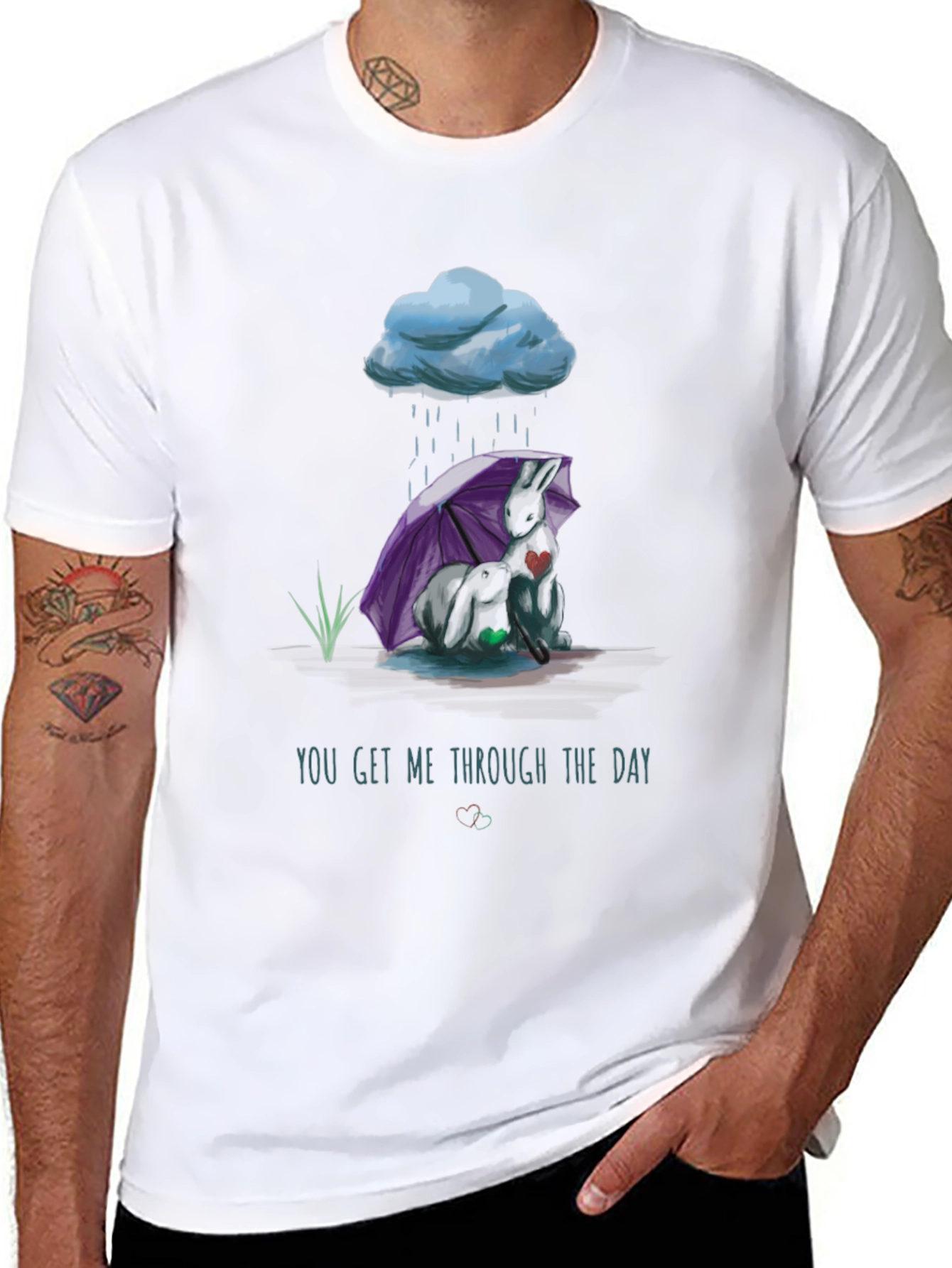 Rainy Day Comfort T-Shirt - Heart Design