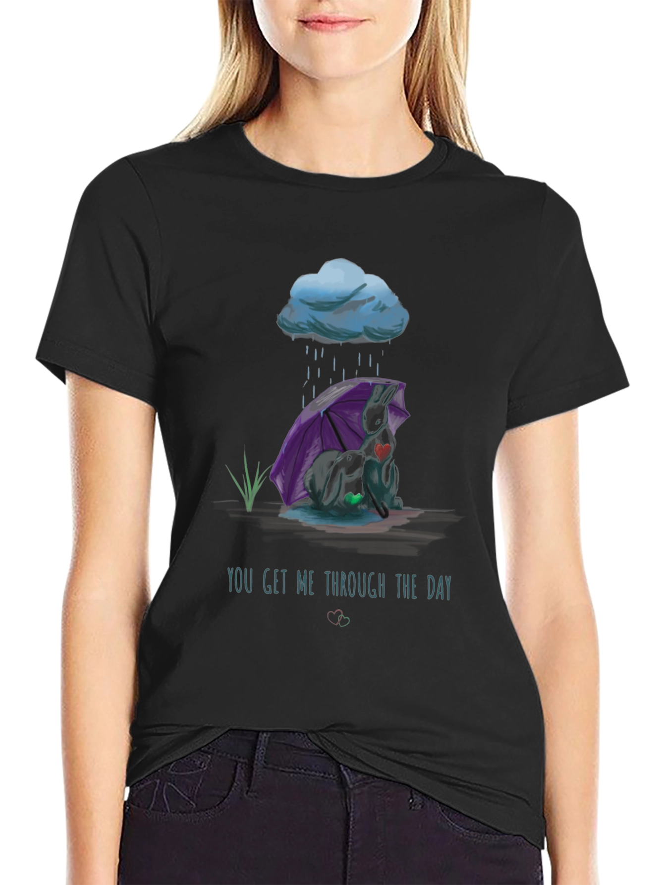 Rainy Day Comfort T-Shirt - Heart Design