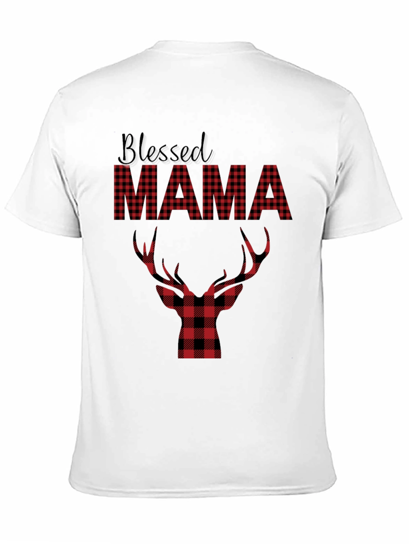 Blessed Mama Plaid Deer Graphic Tee