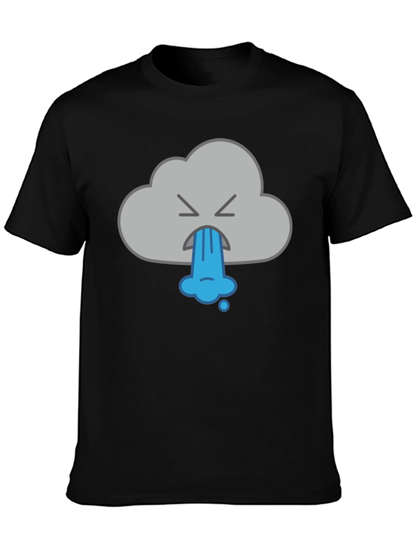 Funny Vomiting Cloud Graphic Tee - Black