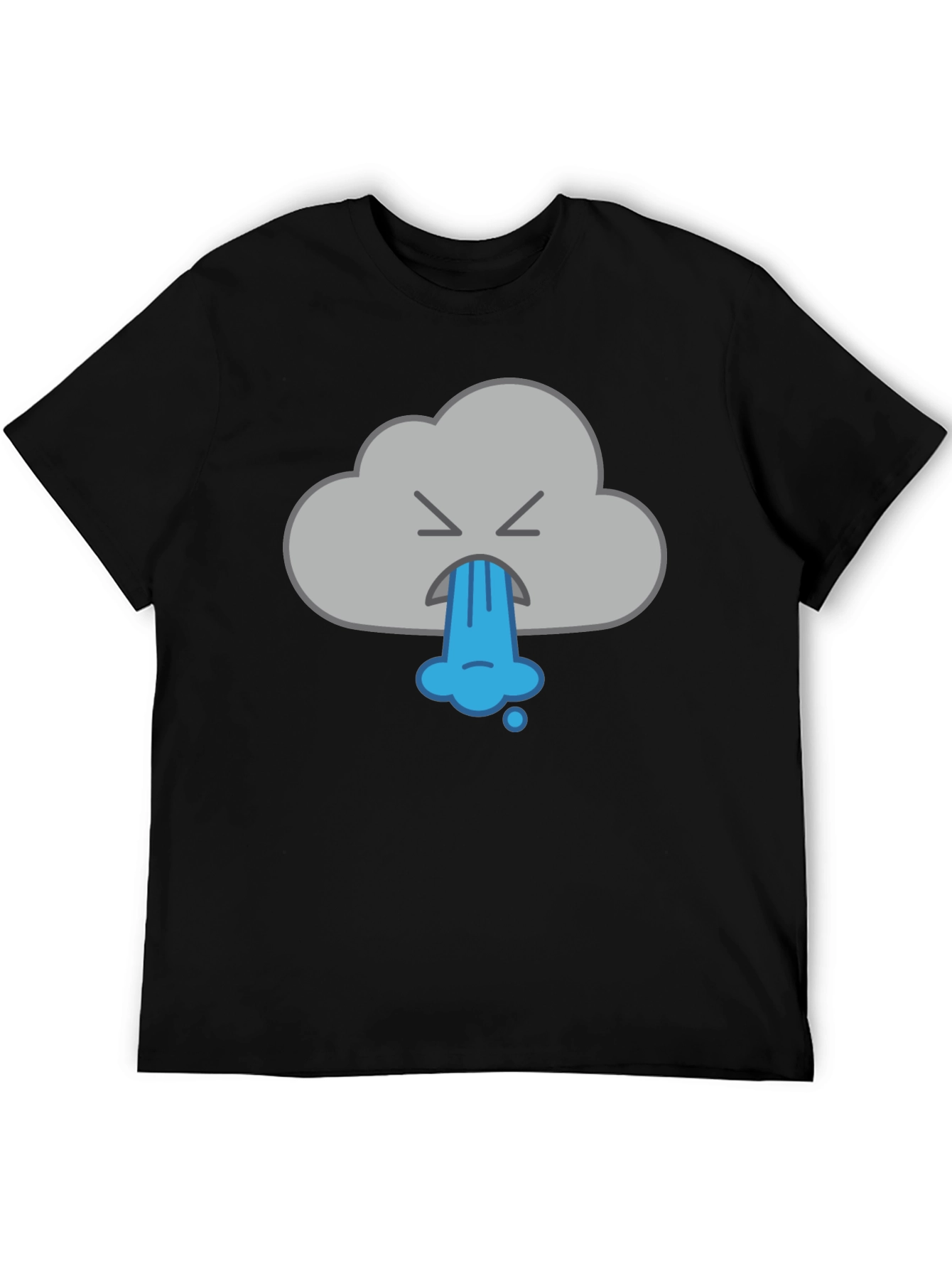 Funny Vomiting Cloud Graphic Tee - Black