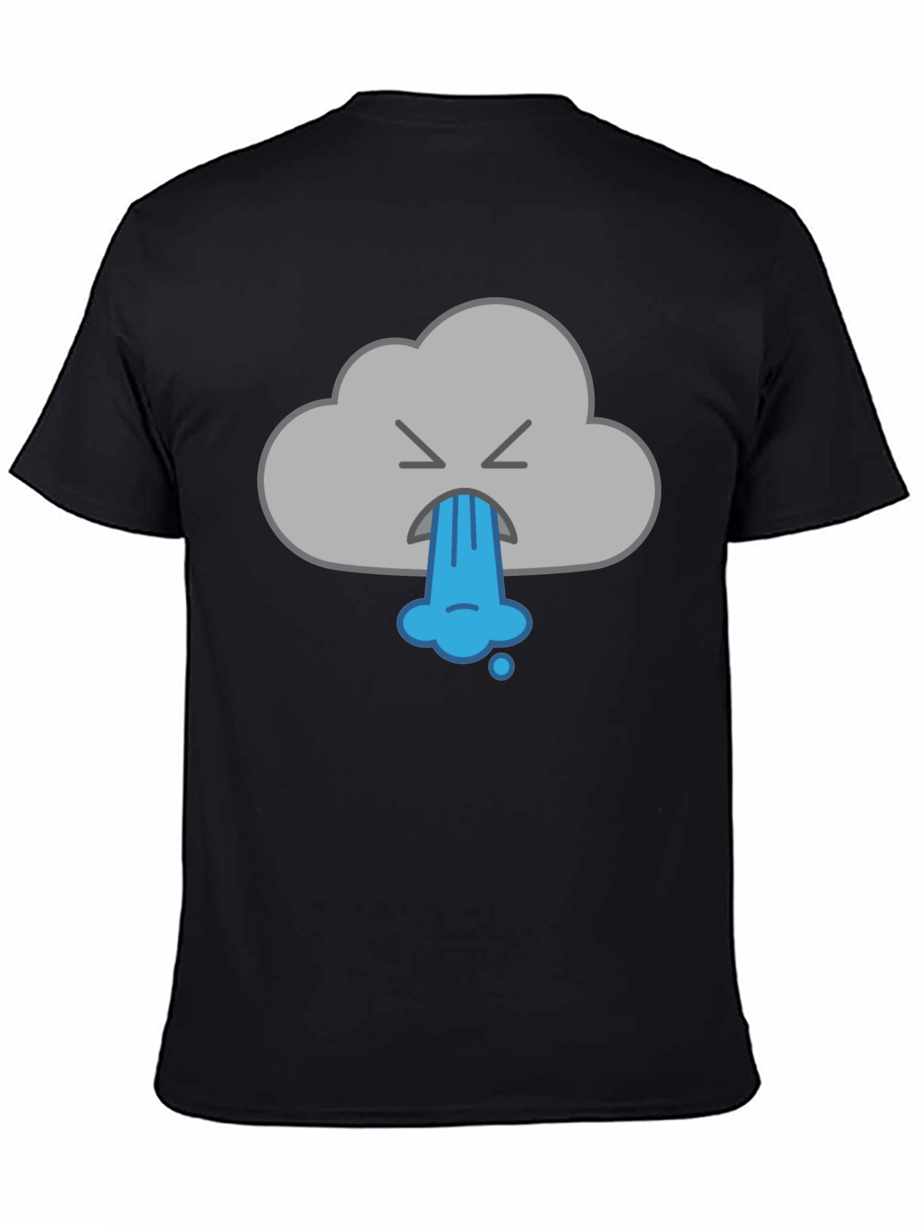 Funny Vomiting Cloud Graphic Tee - Black