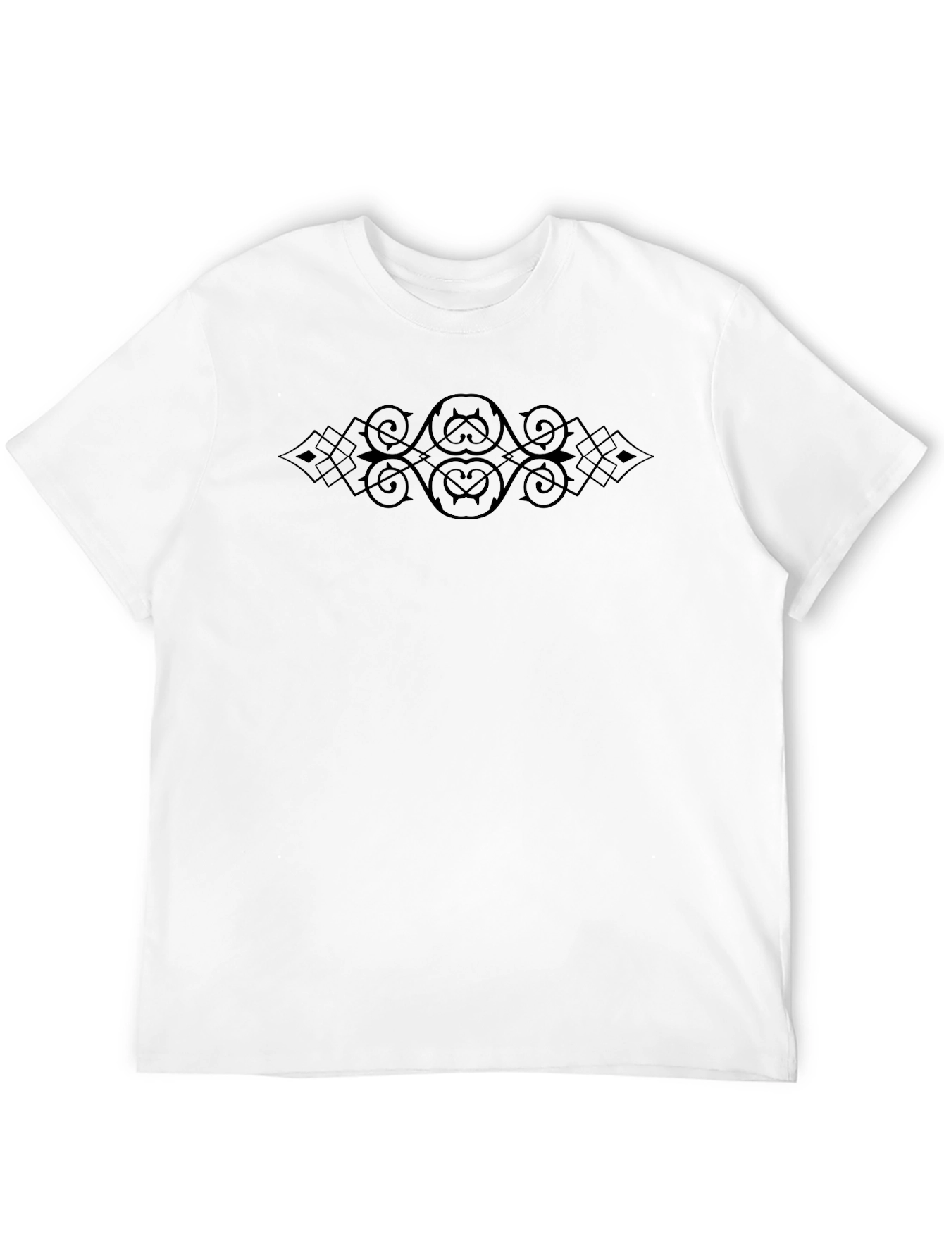 Elegant Black T-Shirt with Ornamental Center Design