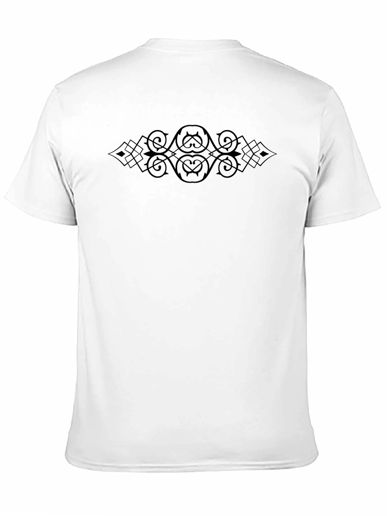 Elegant Black T-Shirt with Ornamental Center Design