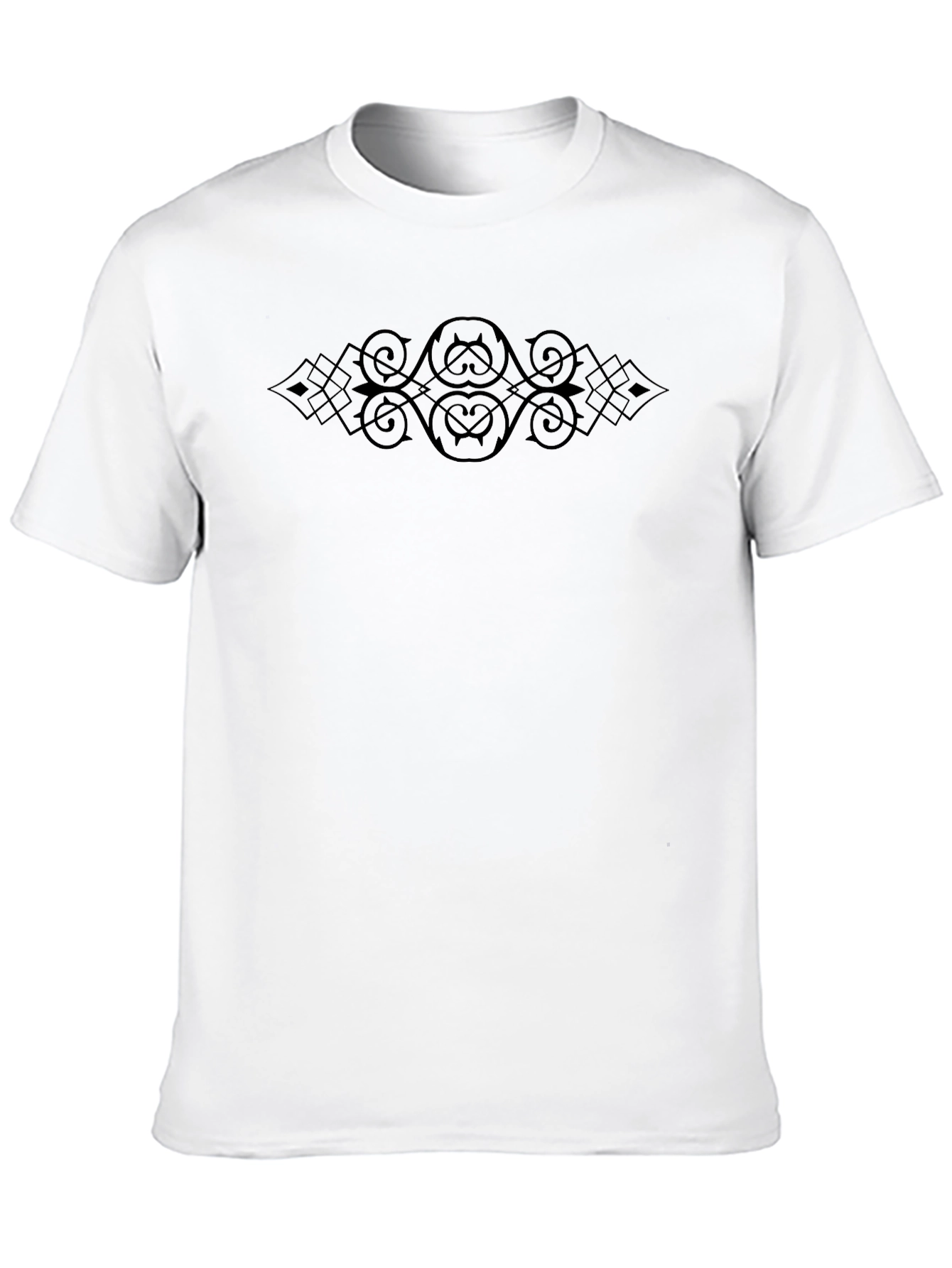 Elegant Black T-Shirt with Ornamental Center Design