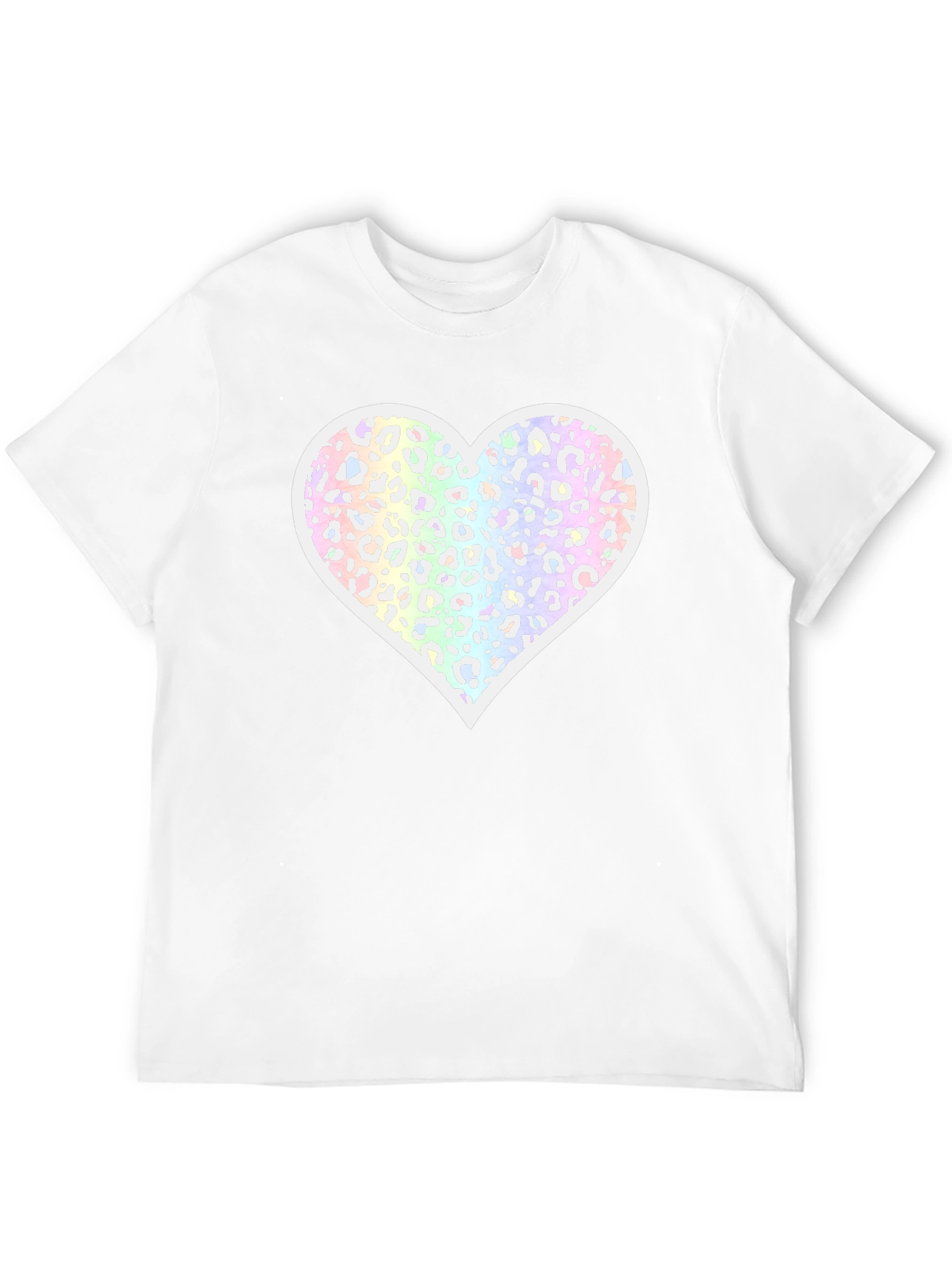 Black T-Shirt with Pastel Leopard Print Heart