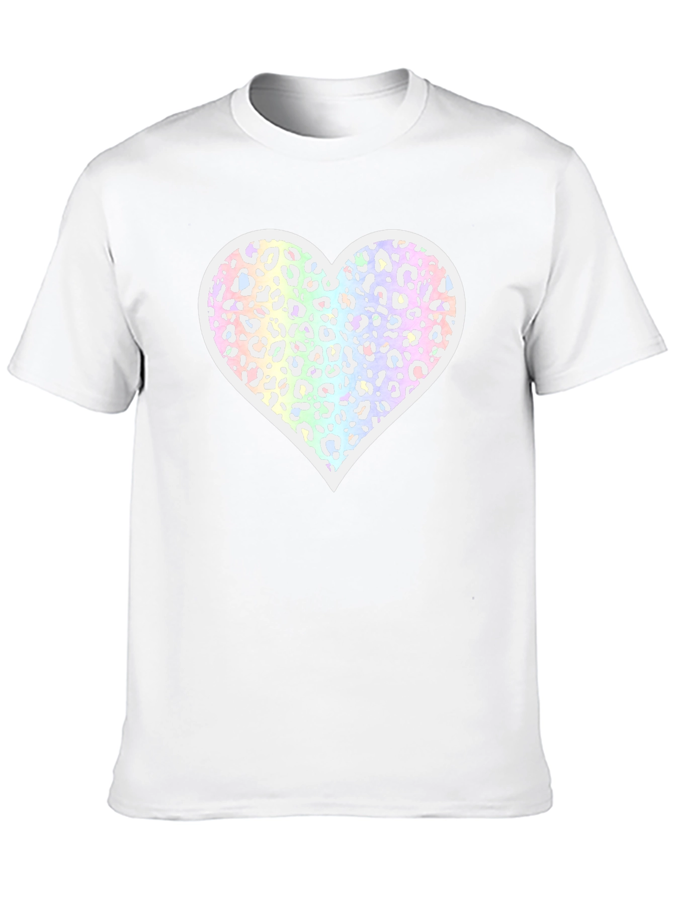 Black T-Shirt with Pastel Leopard Print Heart