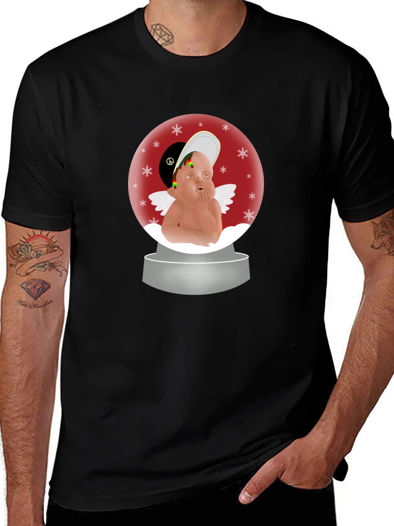 Rasta Angel Snow Globe T-Shirt