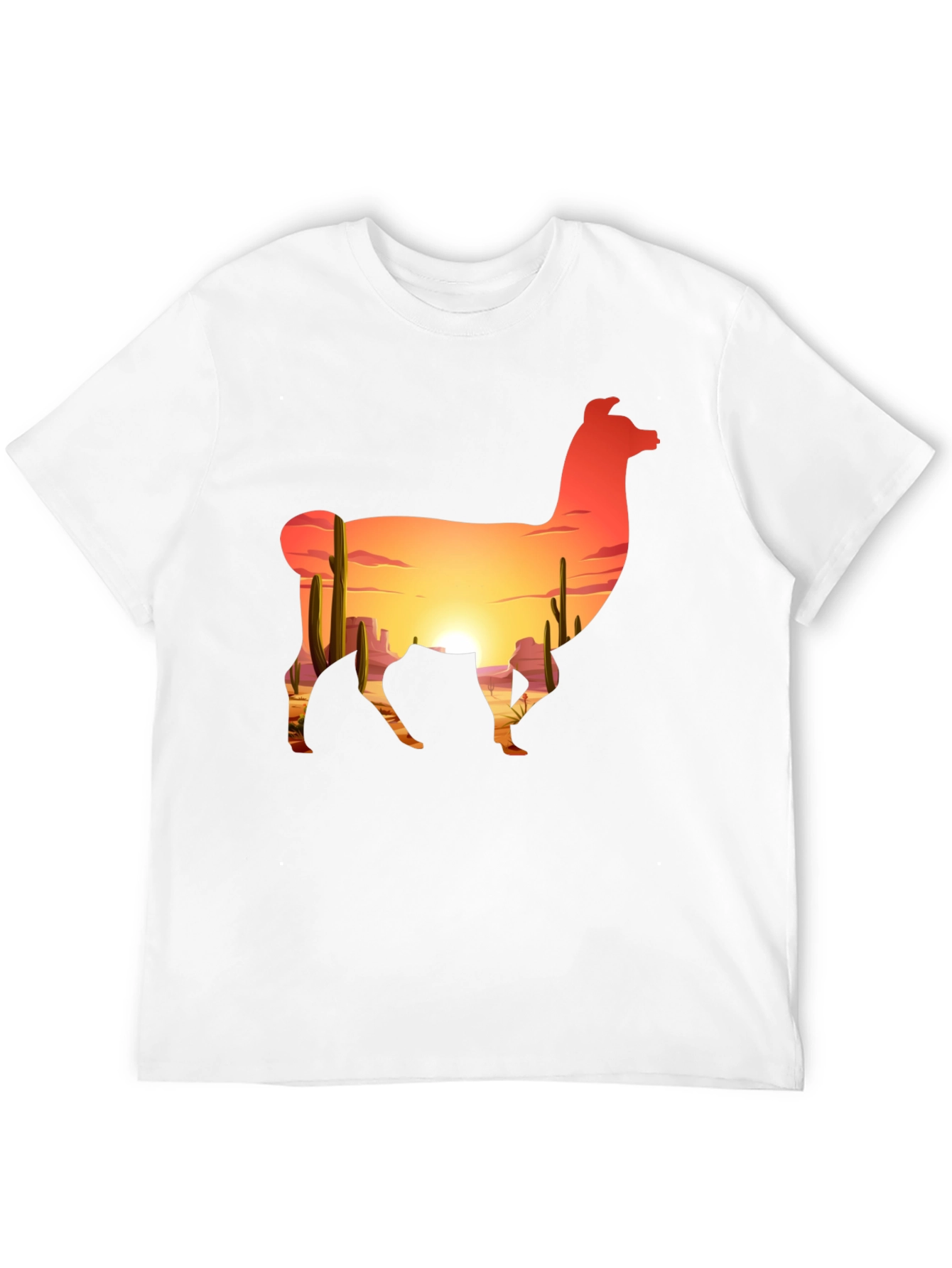 Llama Desert Sunset Graphic Tee - Black Cotton Blend