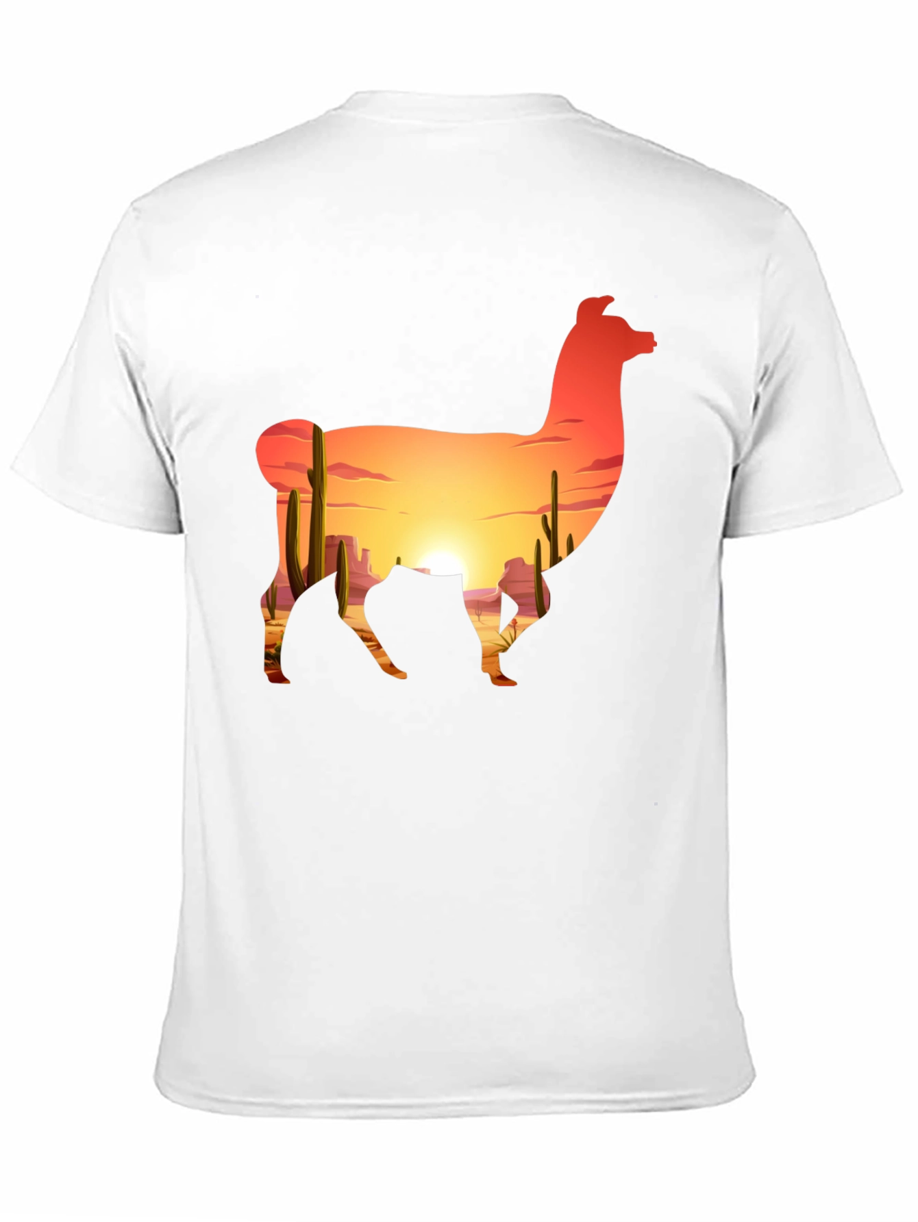 Llama Desert Sunset Graphic Tee - Black Cotton Blend
