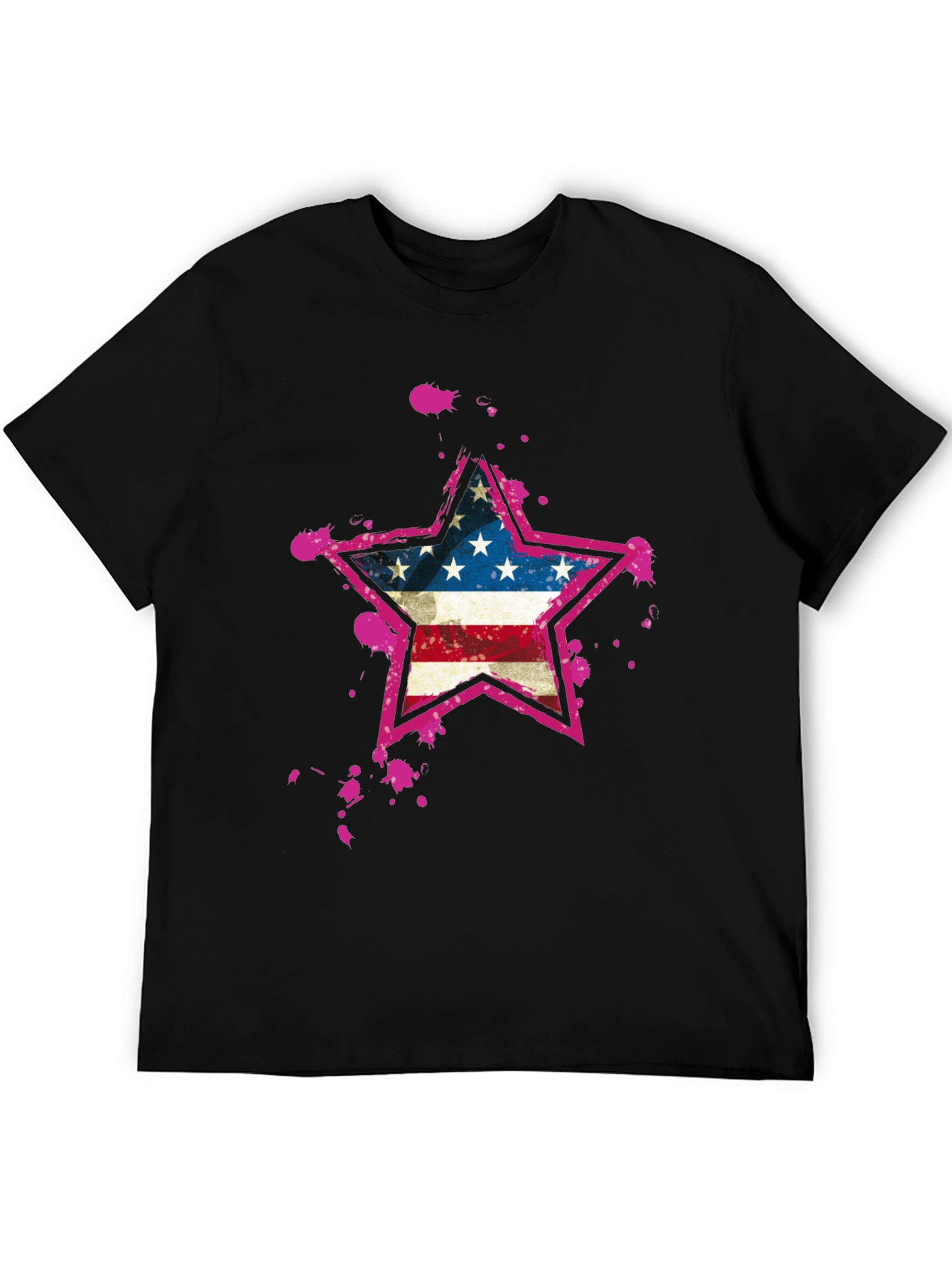 American Flag Star Black T-Shirt