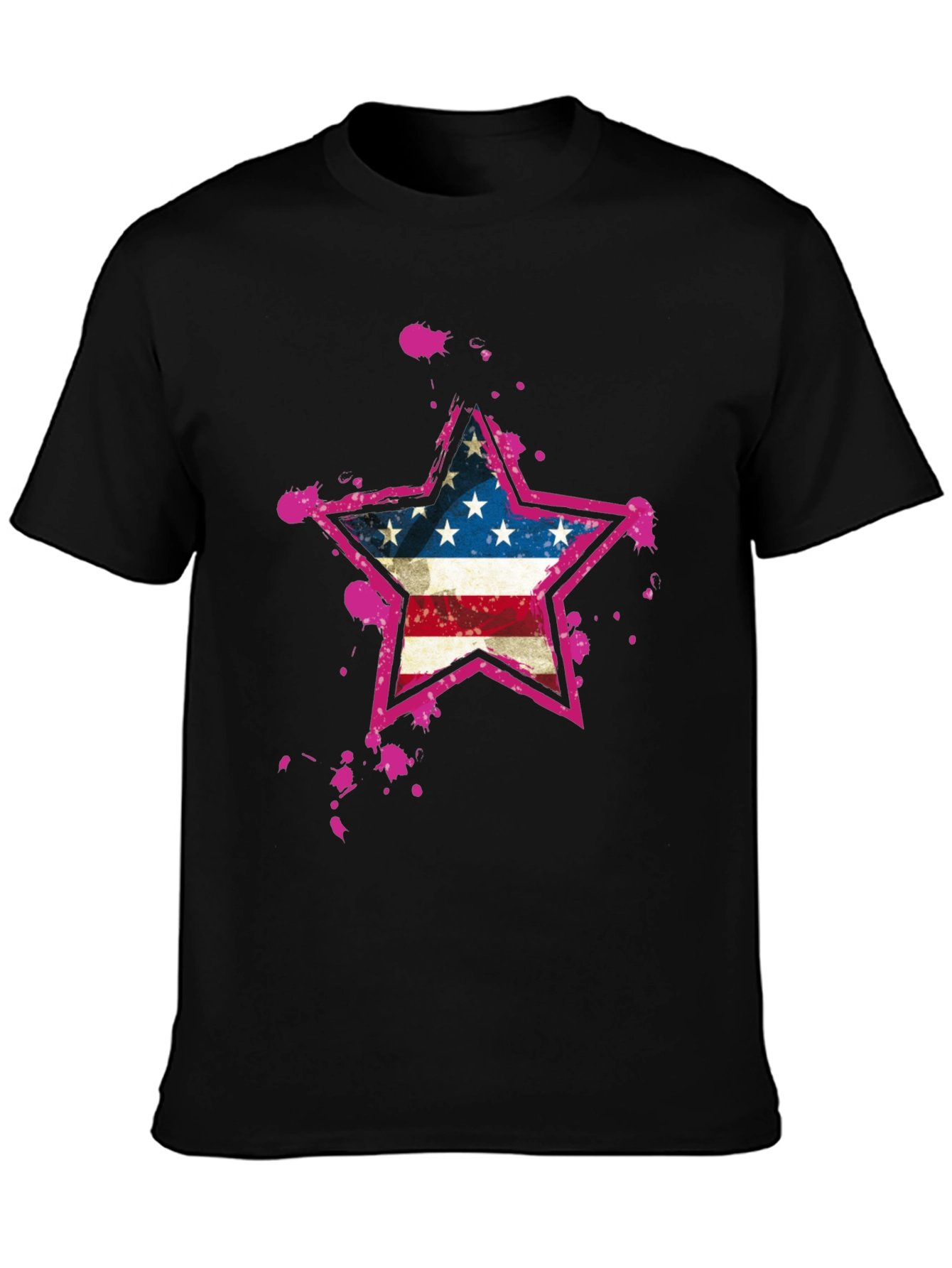 American Flag Star Black T-Shirt