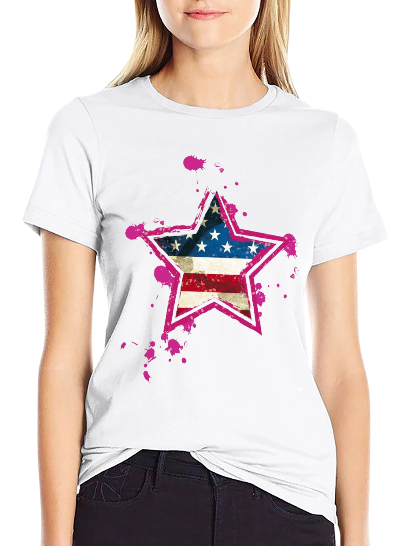 American Flag Star Black T-Shirt