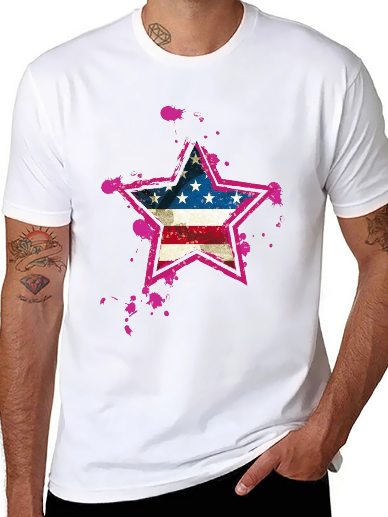 American Flag Star Black T-Shirt