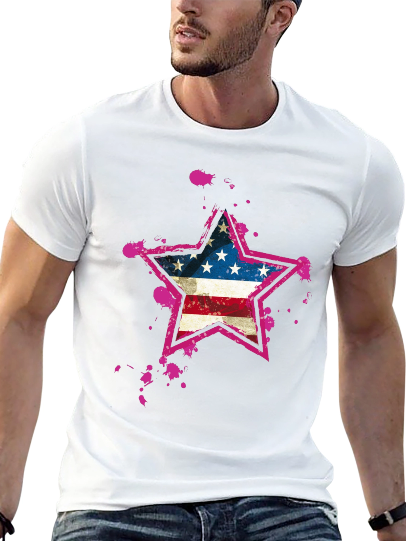 American Flag Star Black T-Shirt