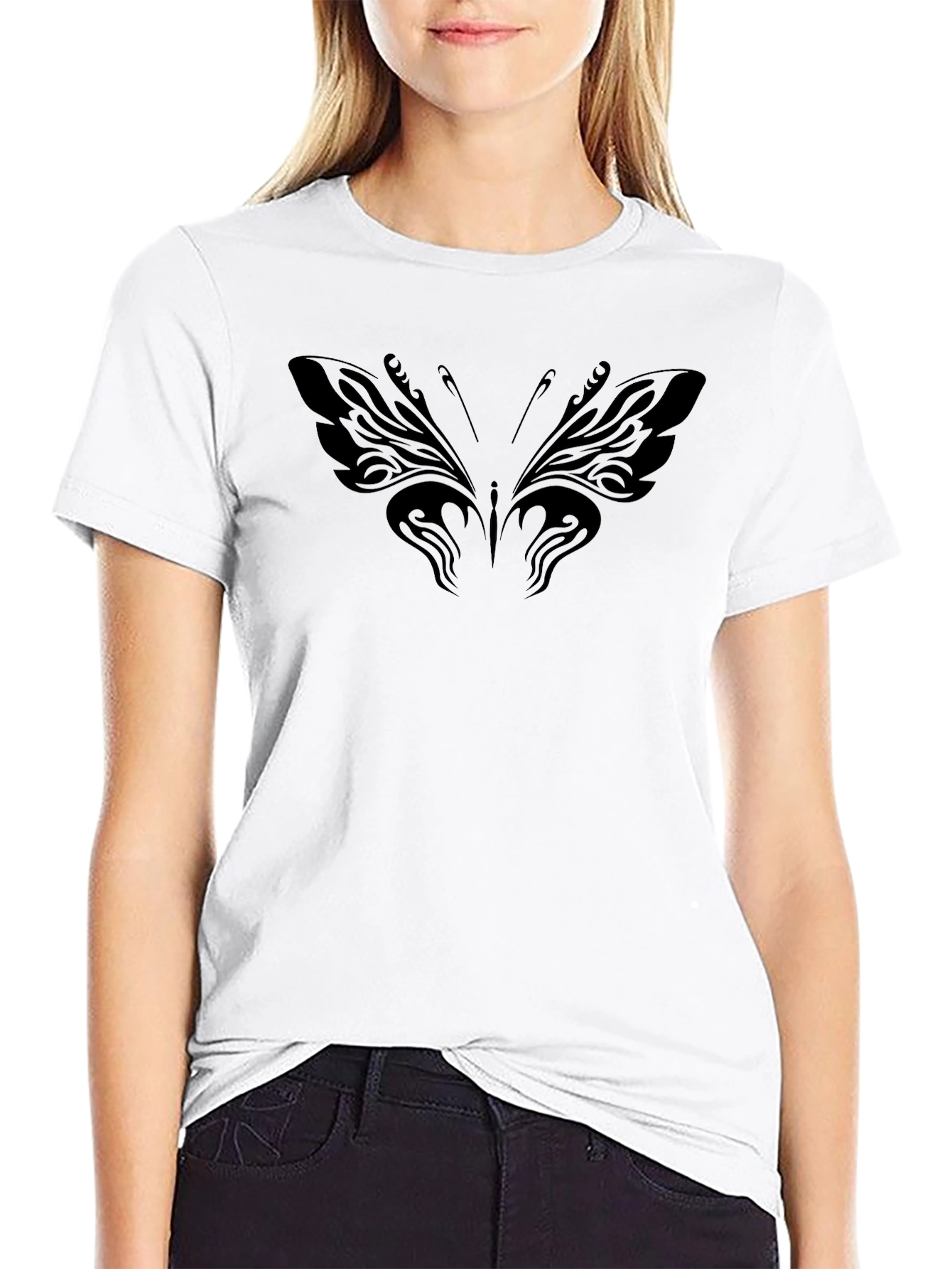 Black Butterfly Graphic T-Shirt Casual Wear