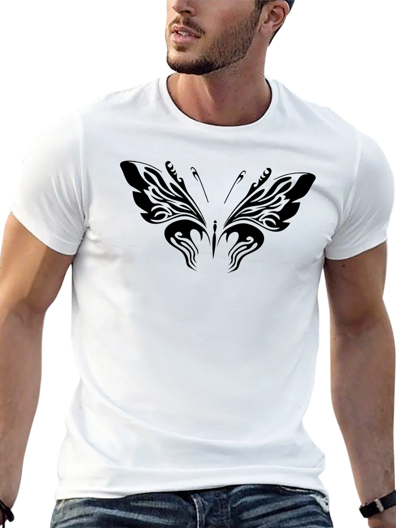 Black Butterfly Graphic T-Shirt Casual Wear