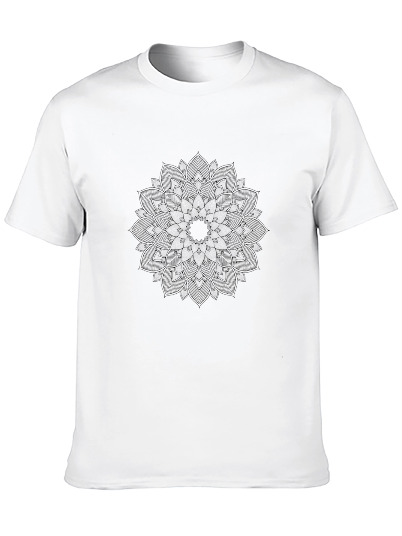Mandala Print Black Crew Neck Tee