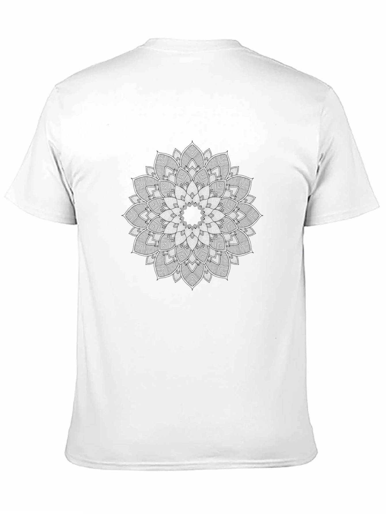 Mandala Print Black Crew Neck Tee