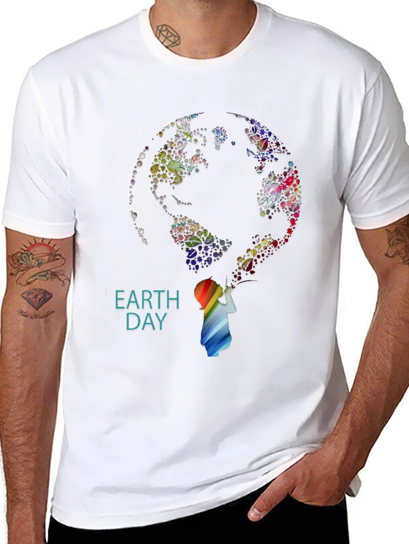 Earth Day Graphic Print Black T-Shirt