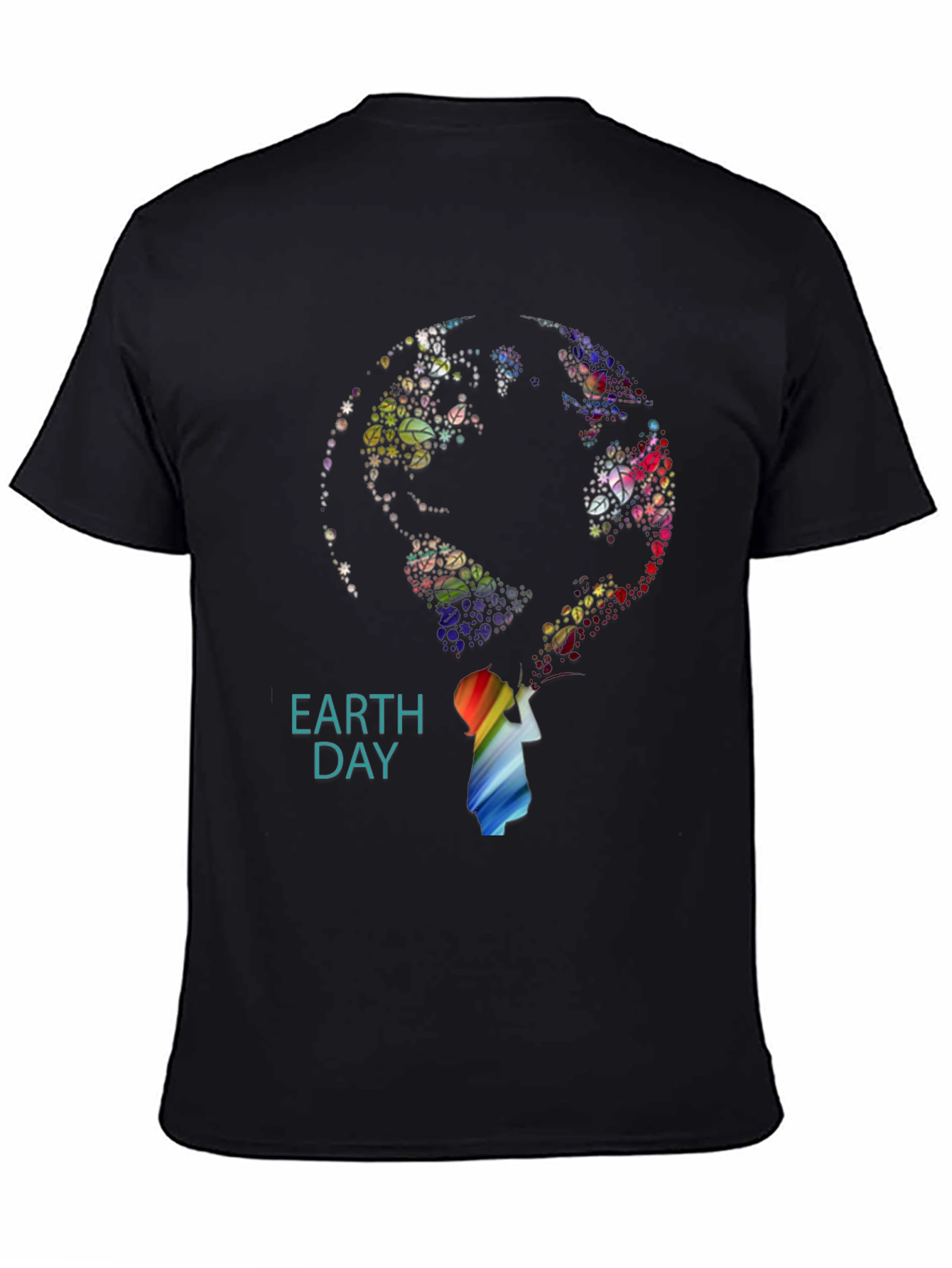 Earth Day Graphic Print Black T-Shirt