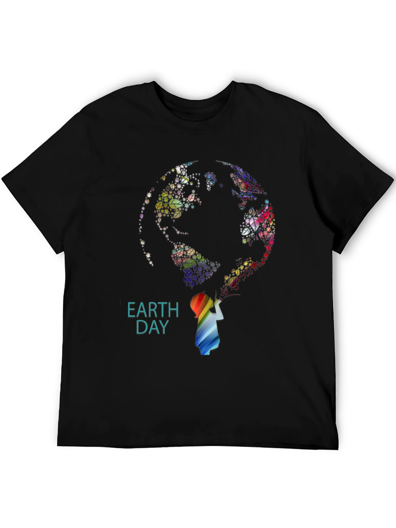 Earth Day Graphic Print Black T-Shirt