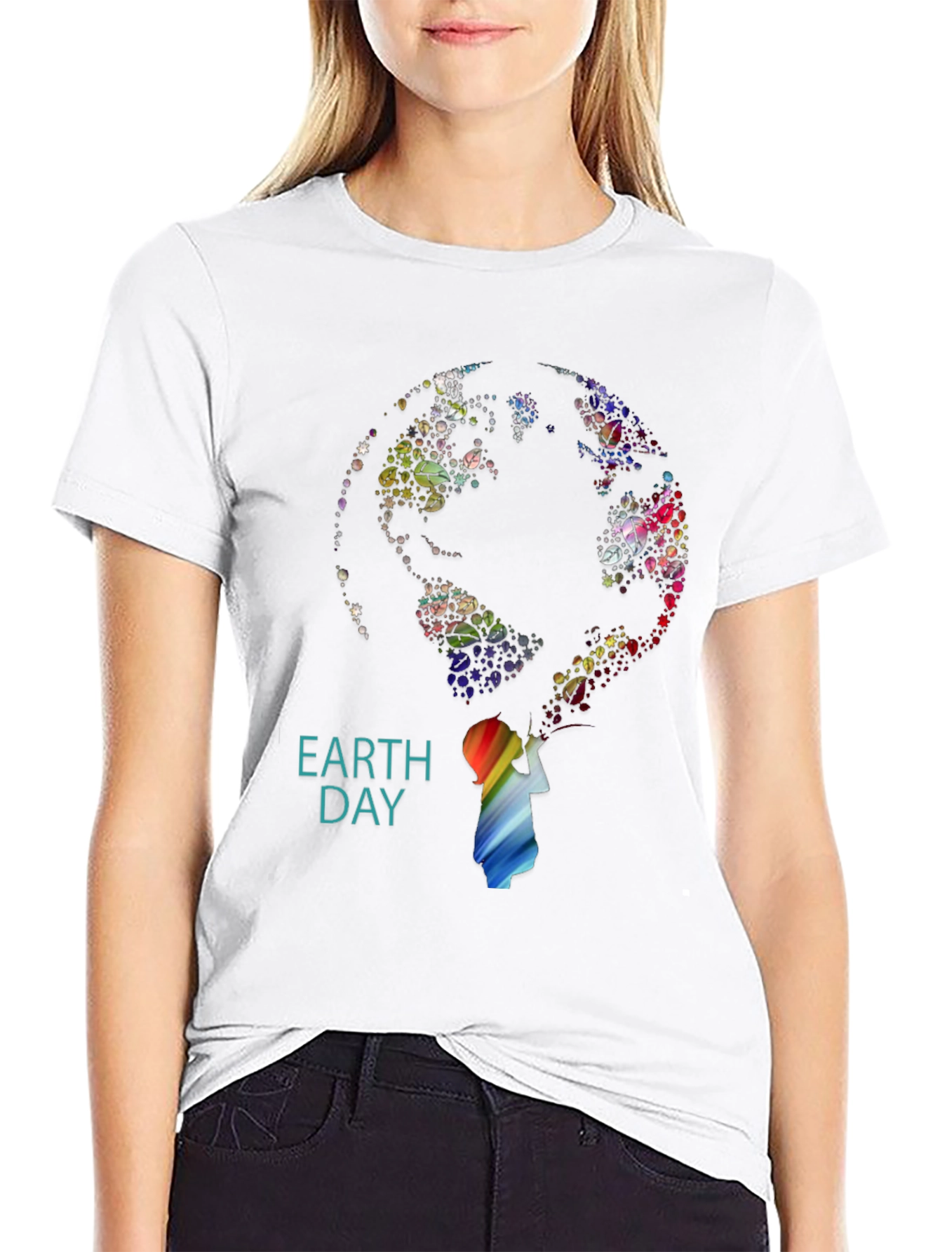 Earth Day Graphic Print Black T-Shirt