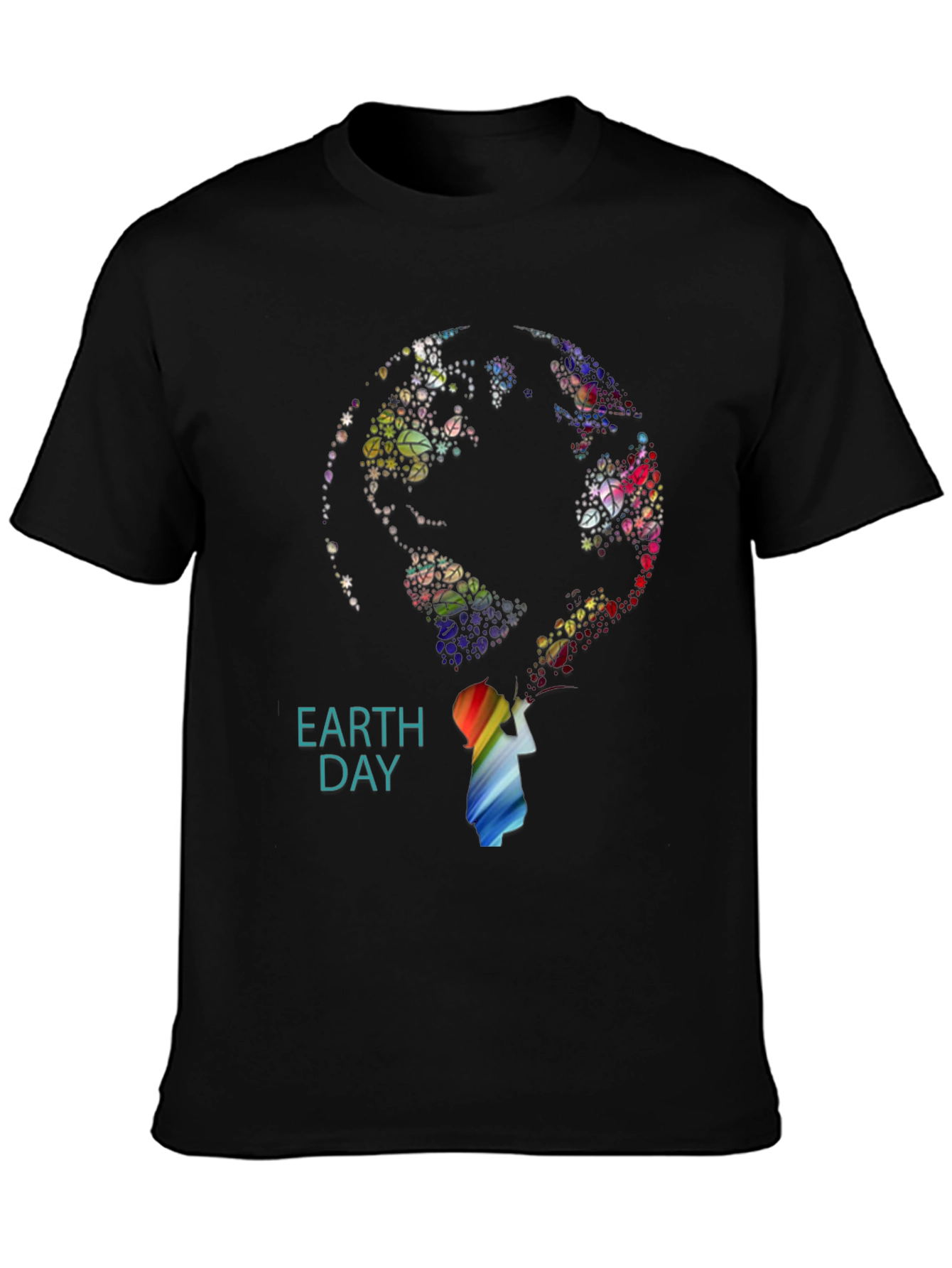 Earth Day Graphic Print Black T-Shirt