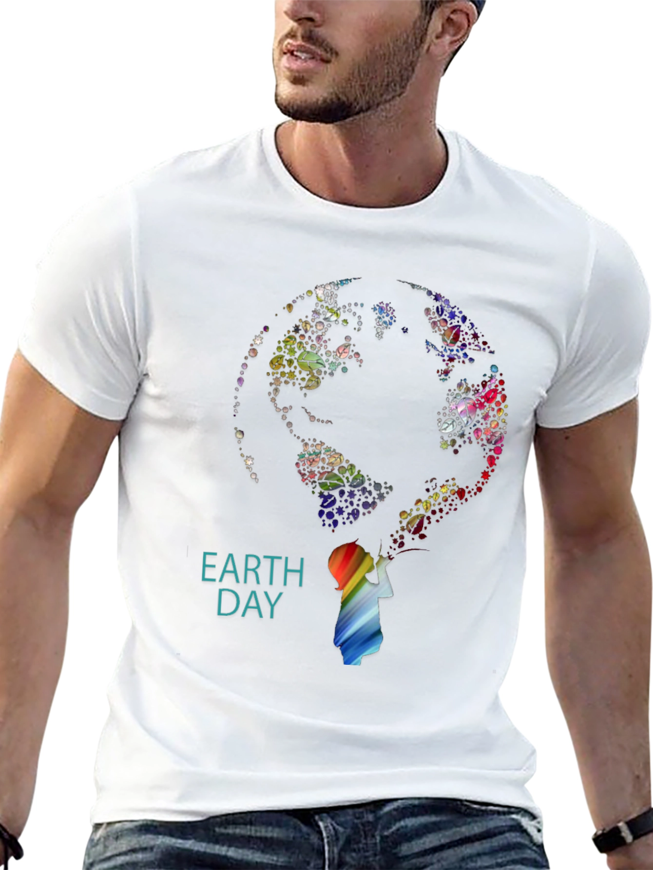 Earth Day Graphic Print Black T-Shirt