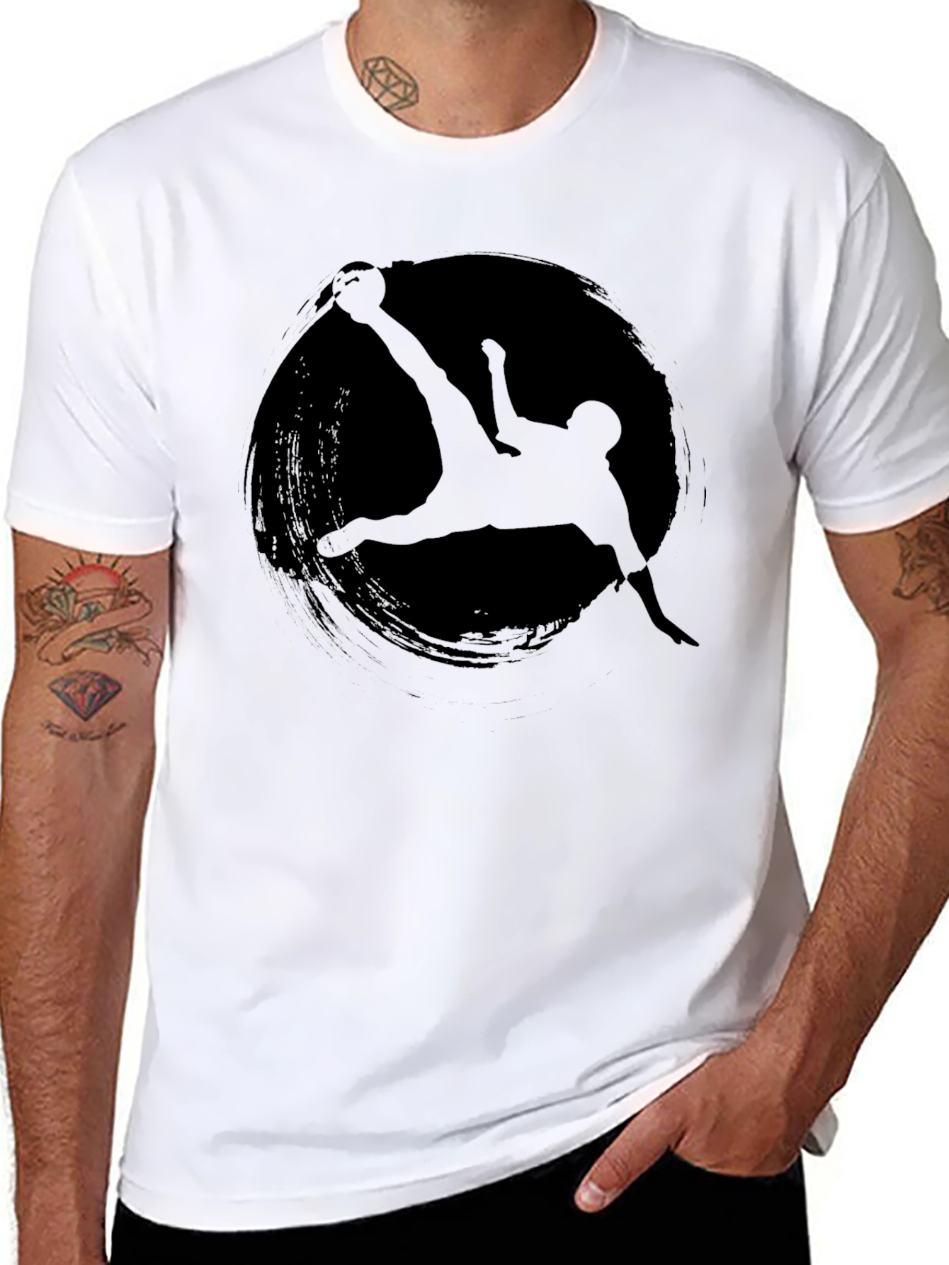 Soccer Silhouette Graphic Tee - Black Cotton T-Shirt