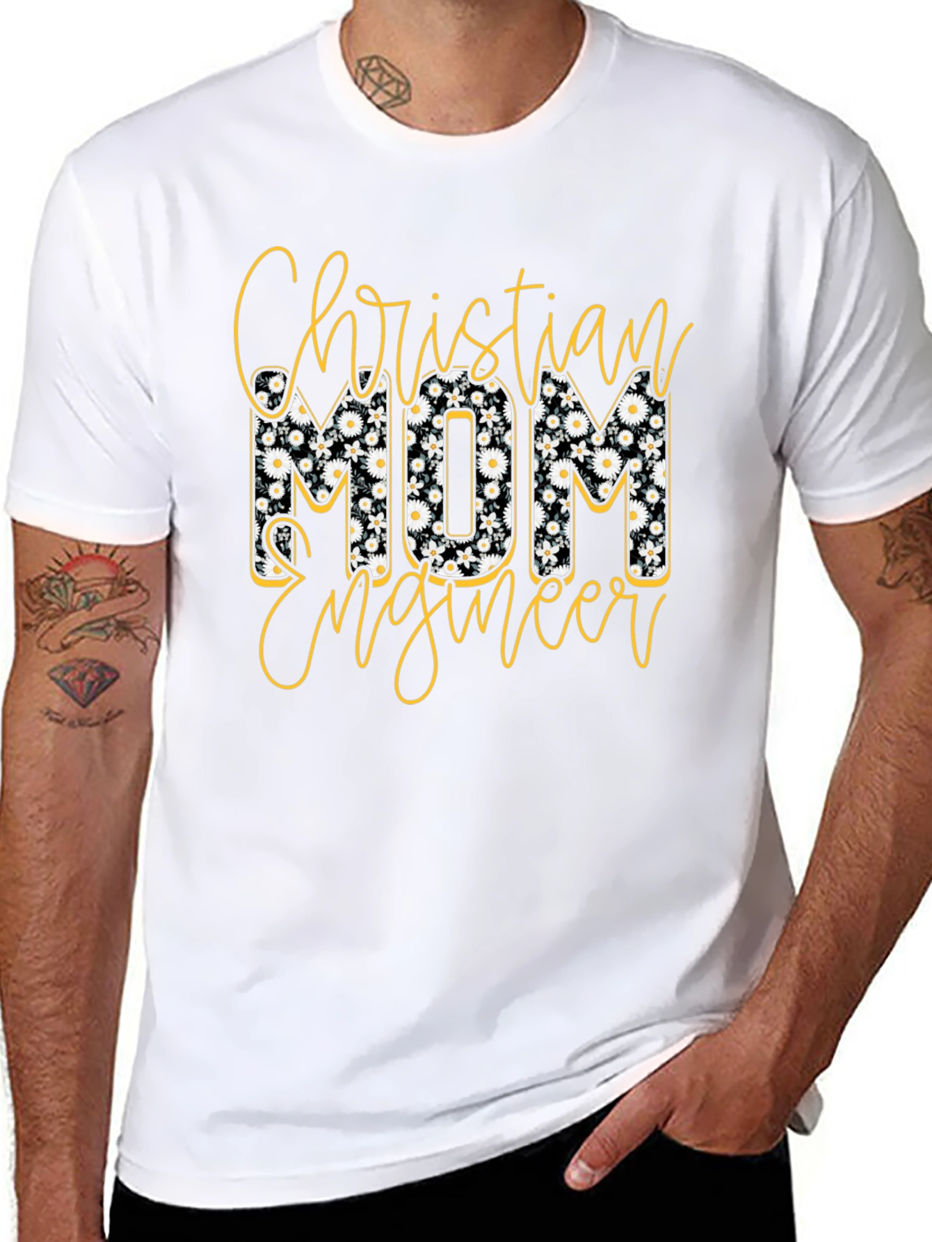 Christian Mom Engineer T-Shirt Floral Design