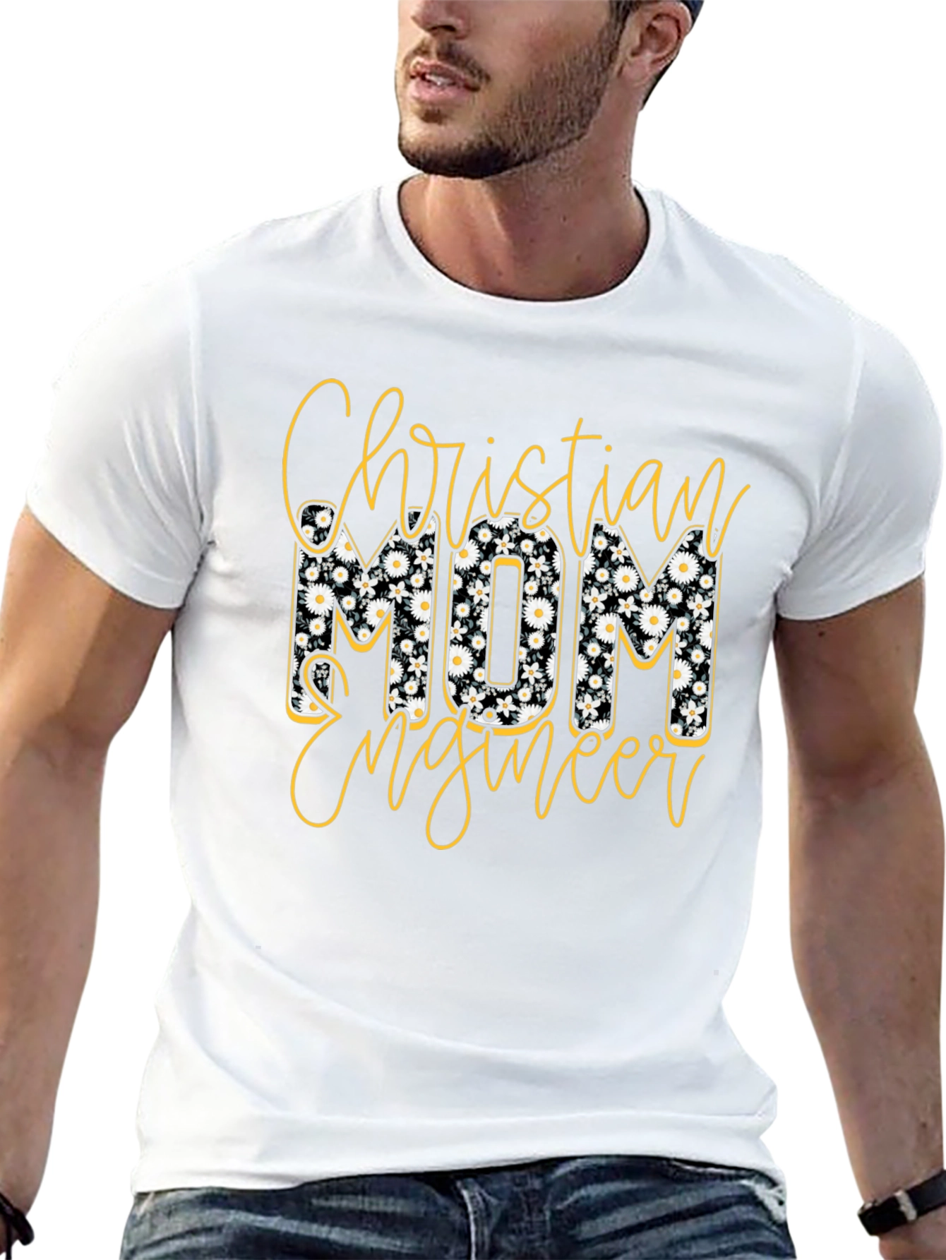 Christian Mom Engineer T-Shirt Floral Design