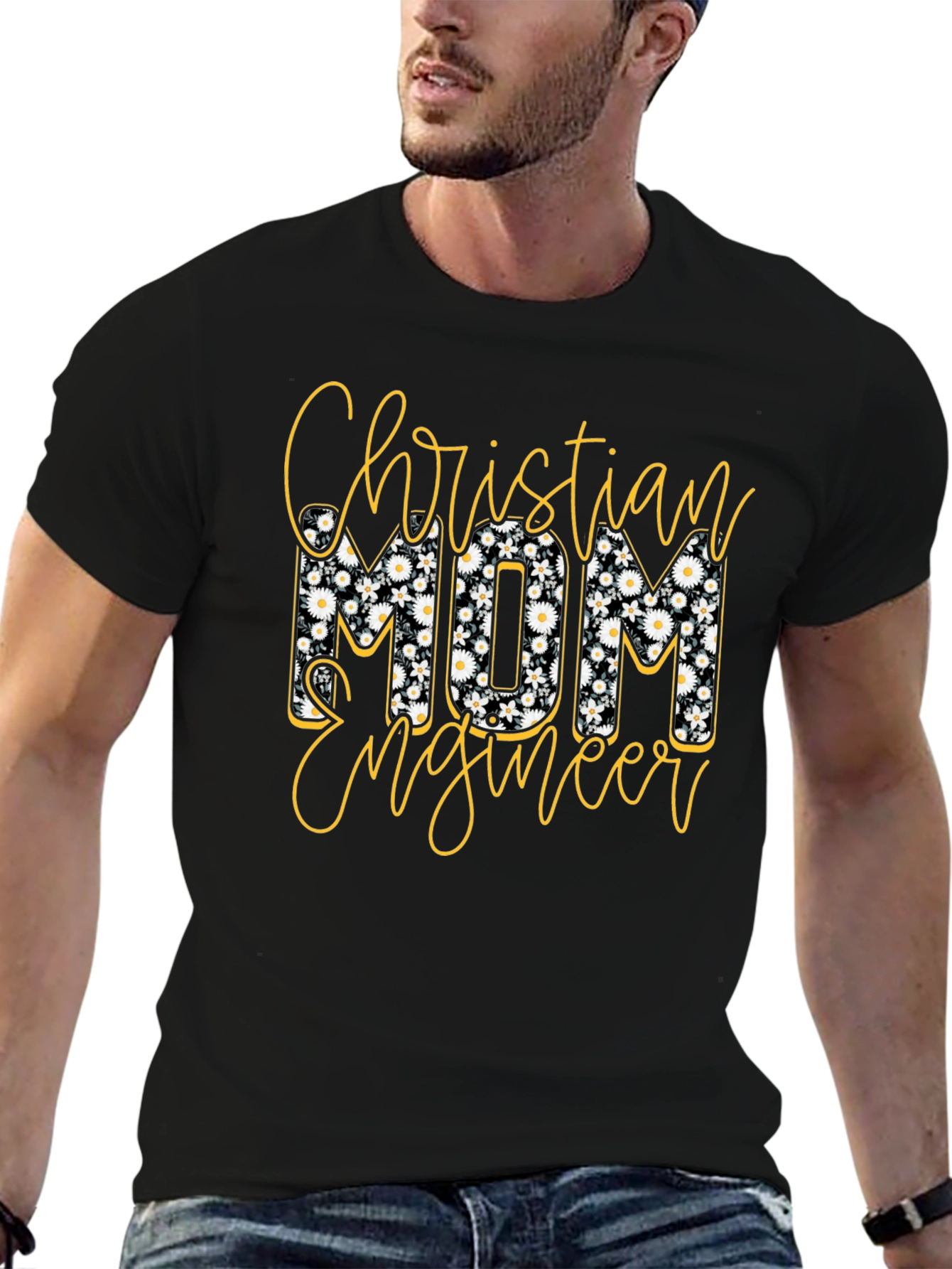 Christian Mom Engineer T-Shirt Floral Design