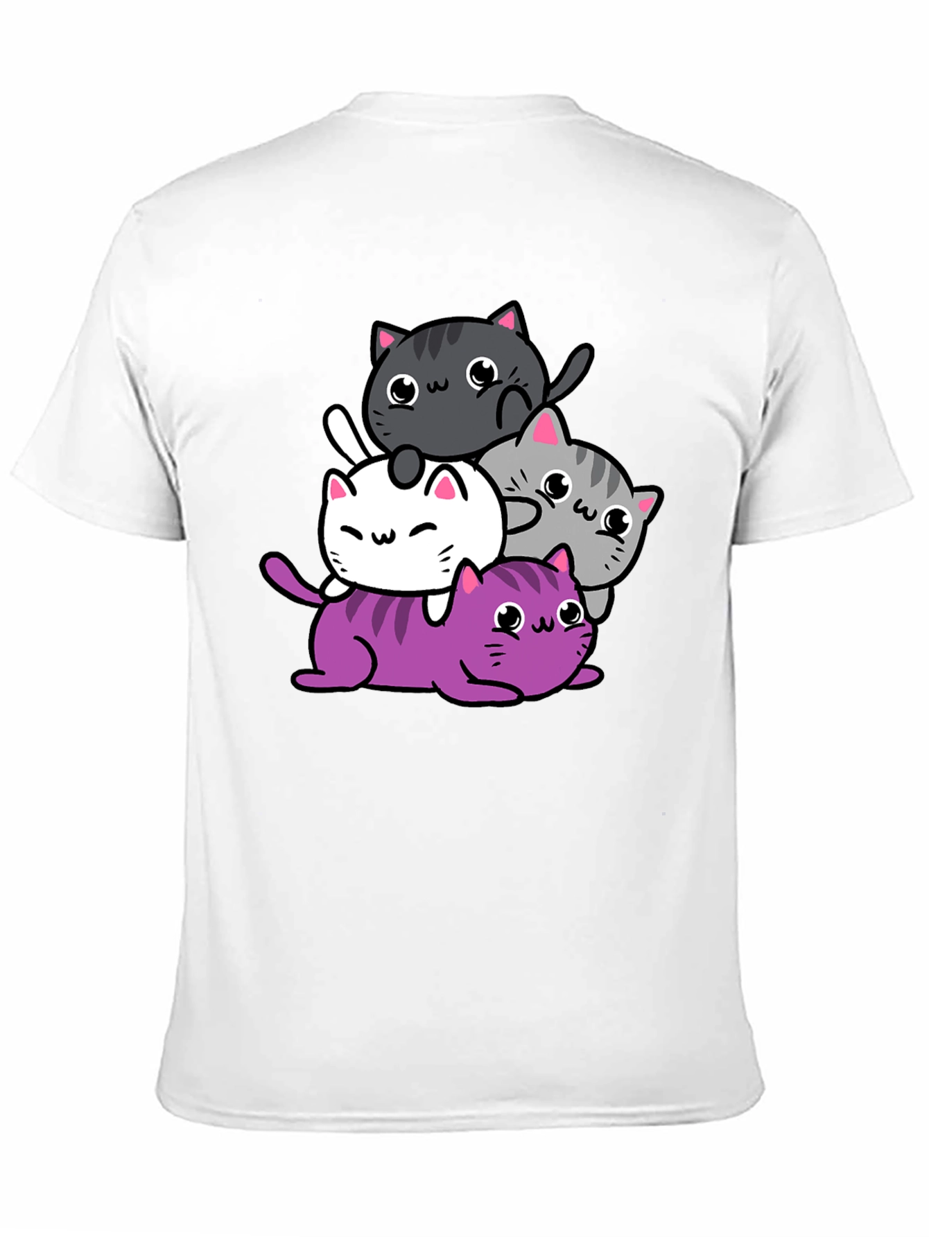 Cute Cats Graphic Print T-Shirt - Black