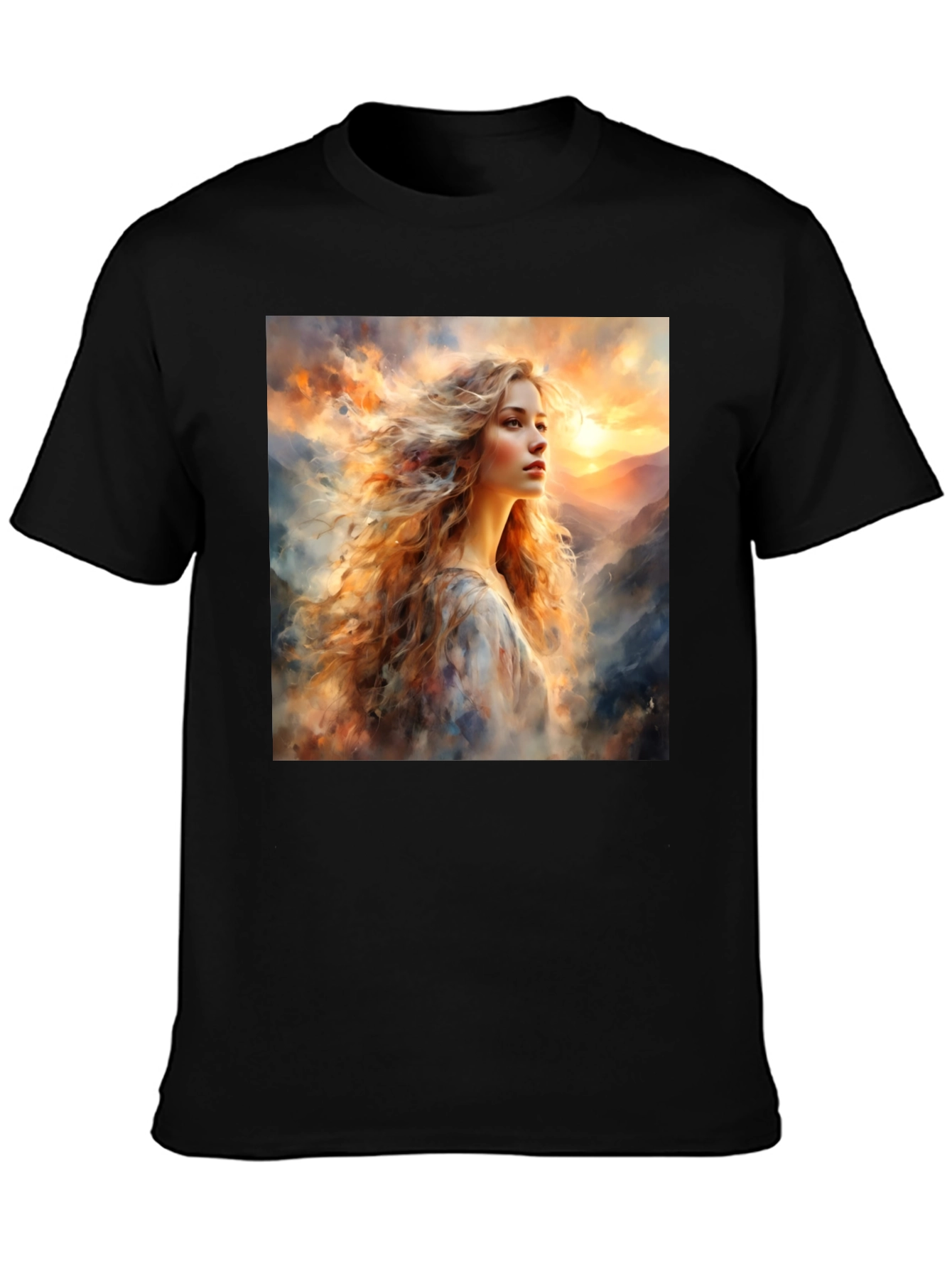 Artistic Woman Portrait Black T-Shirt