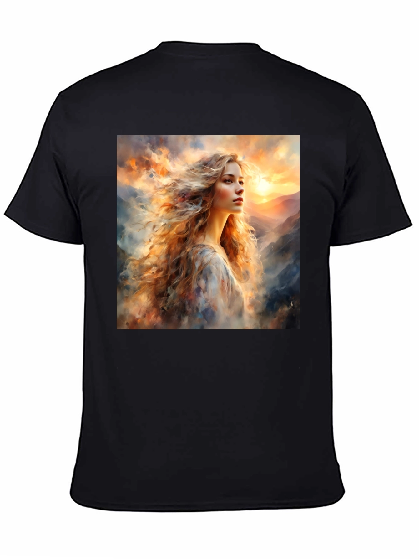 Artistic Woman Portrait Black T-Shirt