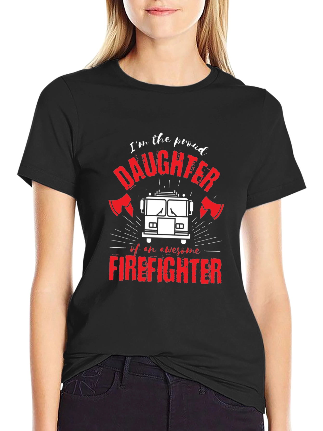 Proud Firefighter Daughter Graphic Tee