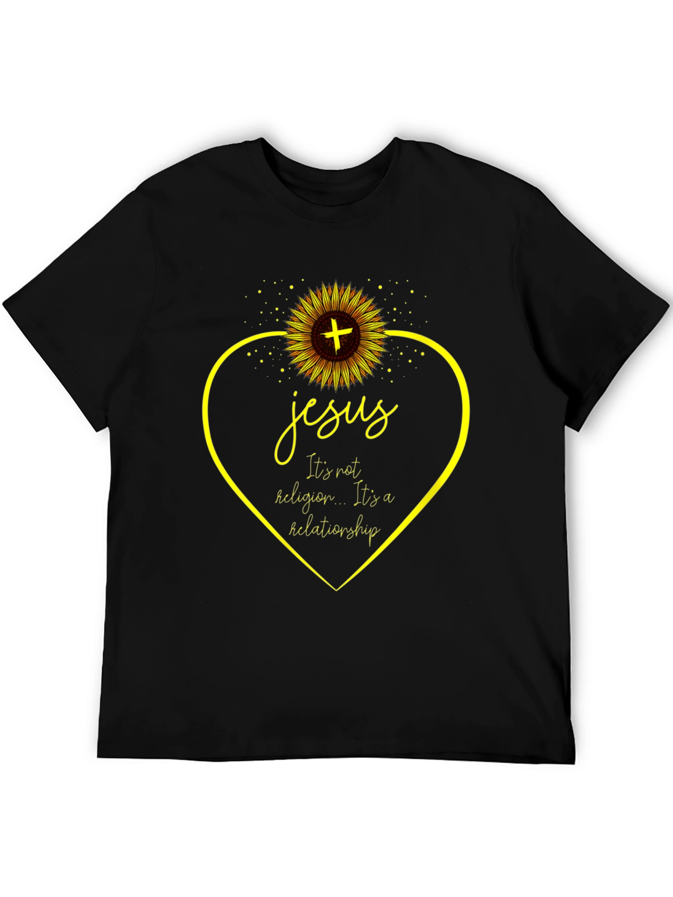 Jesus Sunflower Heart Graphic T-Shirt