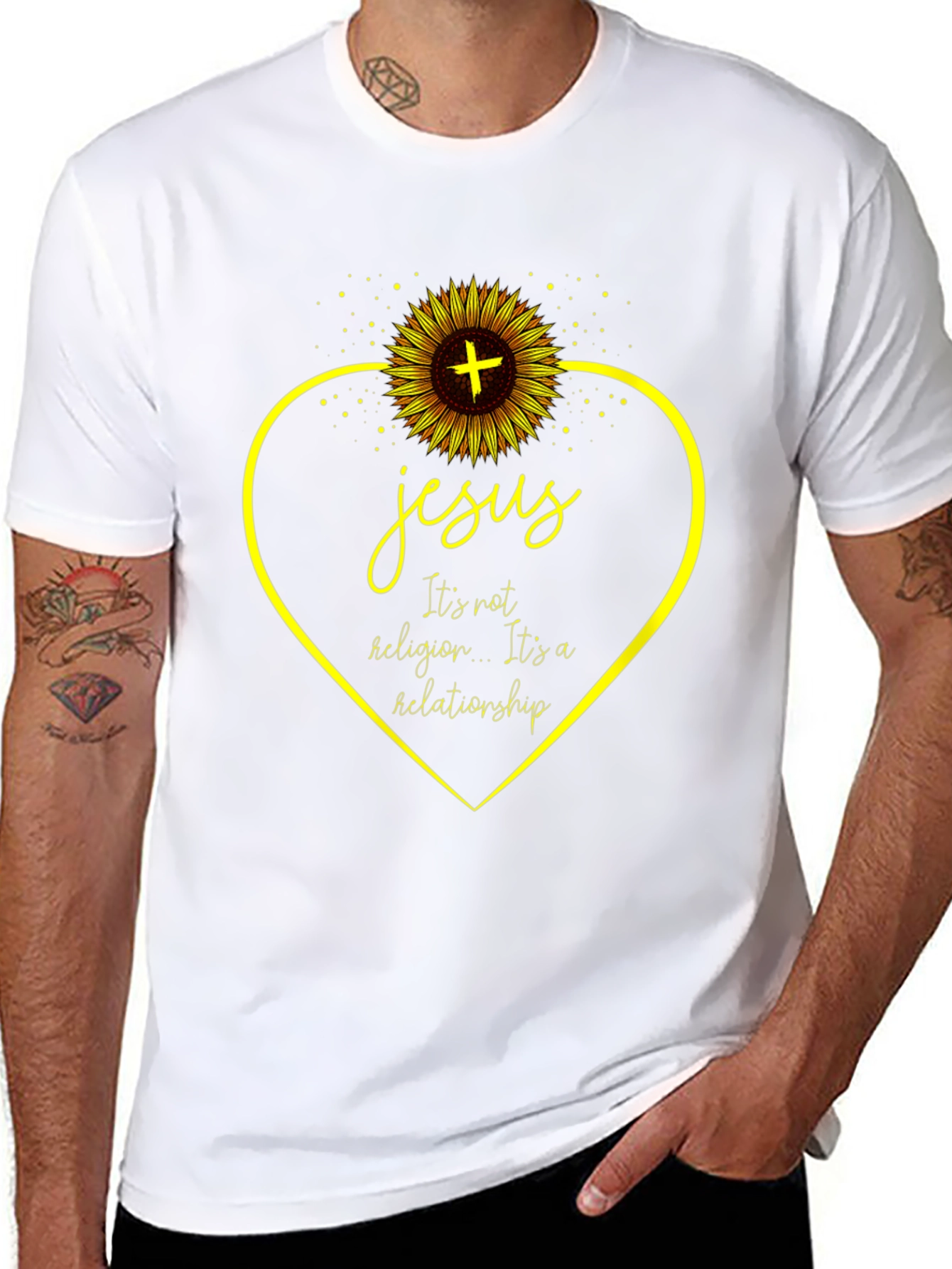 Jesus Sunflower Heart Graphic T-Shirt