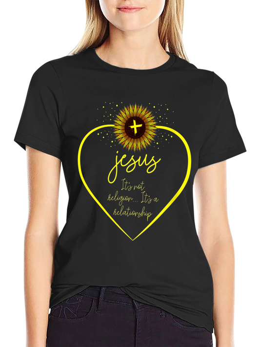 Jesus Sunflower Heart Graphic T-Shirt