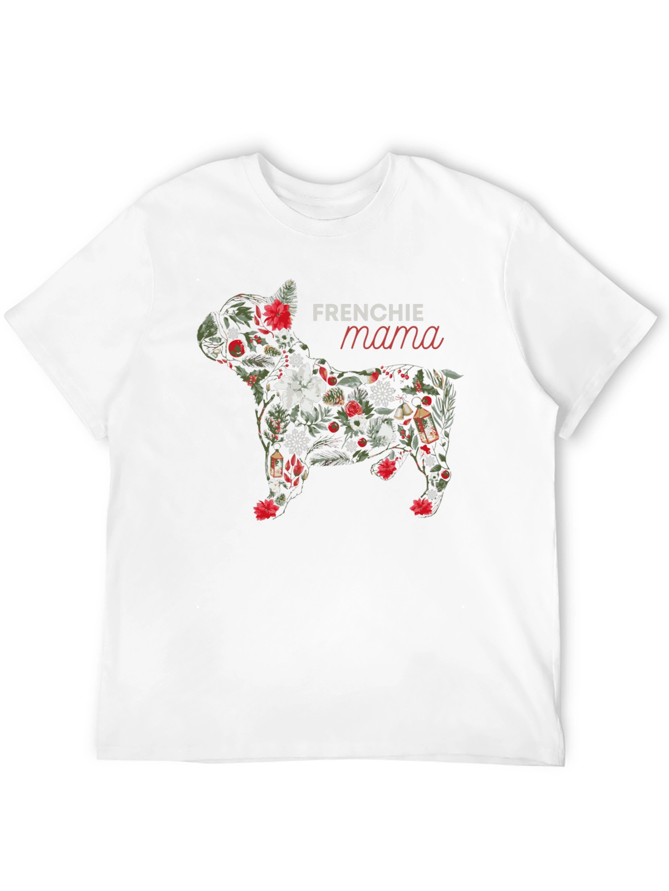 Frenchie Mama Dog Floral T-Shirt - Black