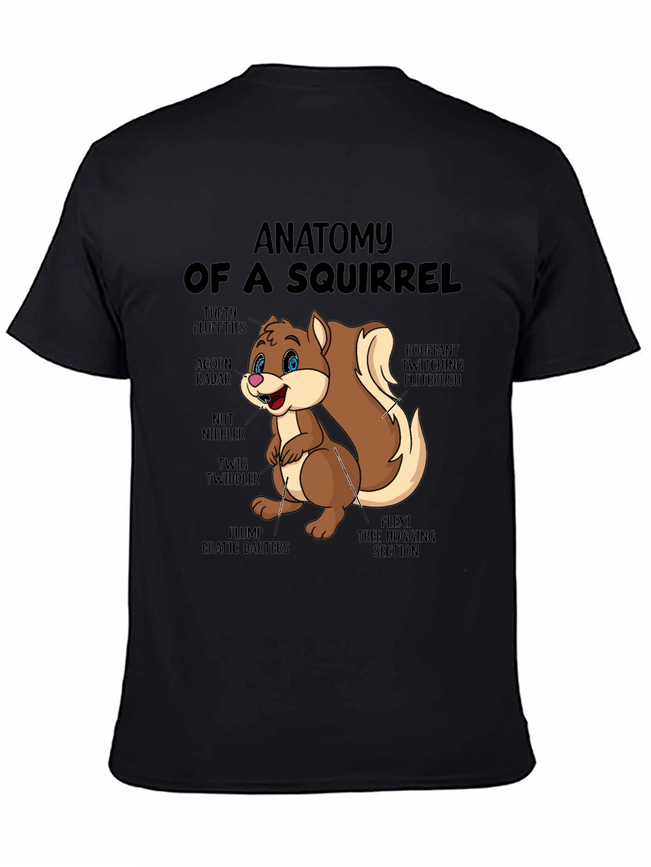 Anatomy of a Squirrel Black T-Shirt