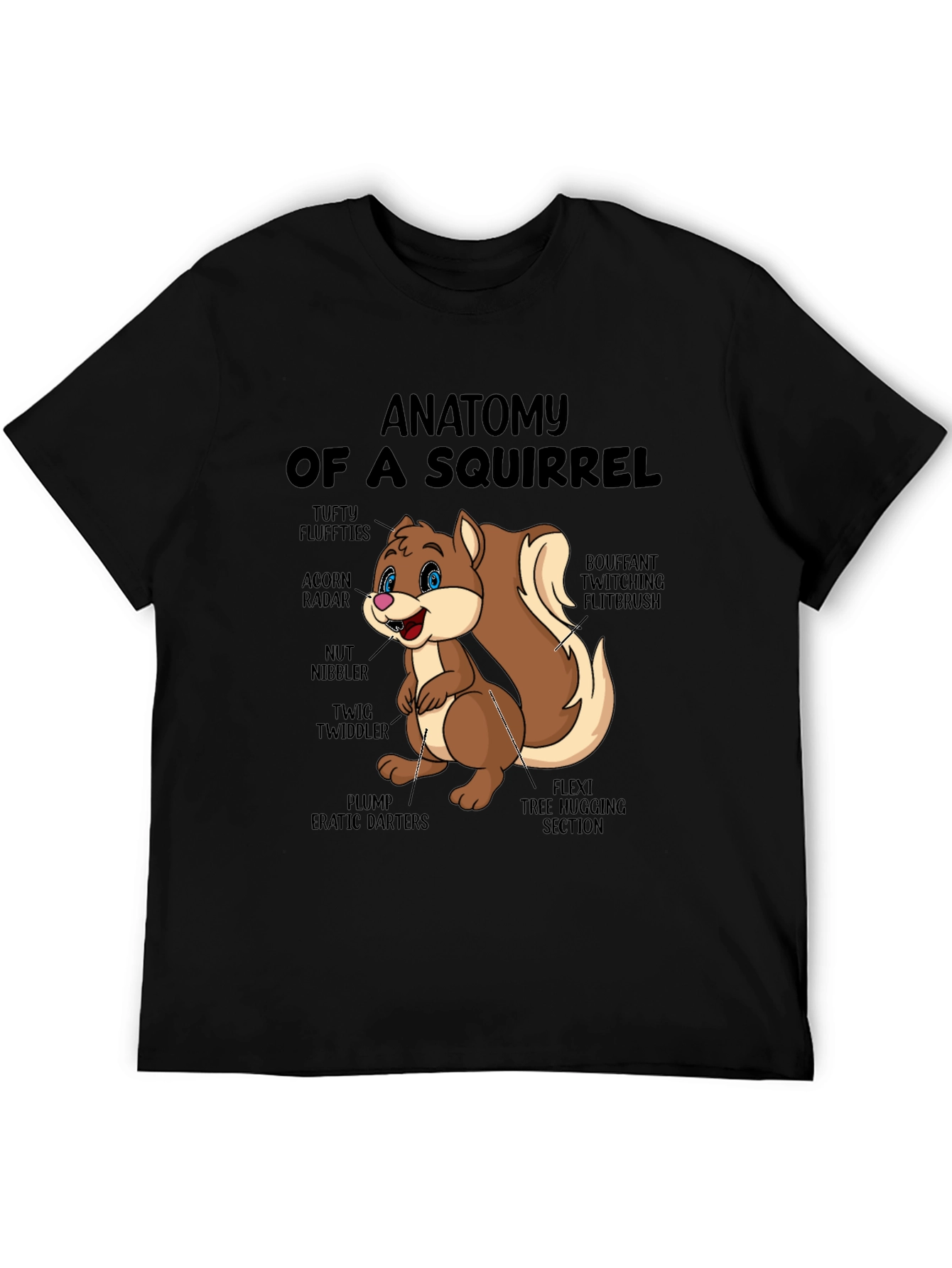 Anatomy of a Squirrel Black T-Shirt
