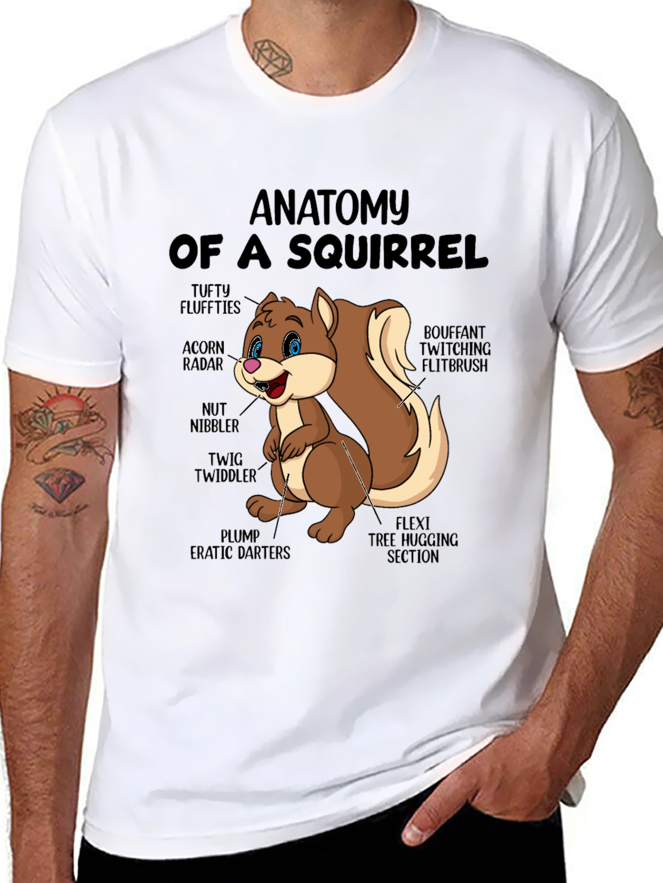 Anatomy of a Squirrel Black T-Shirt