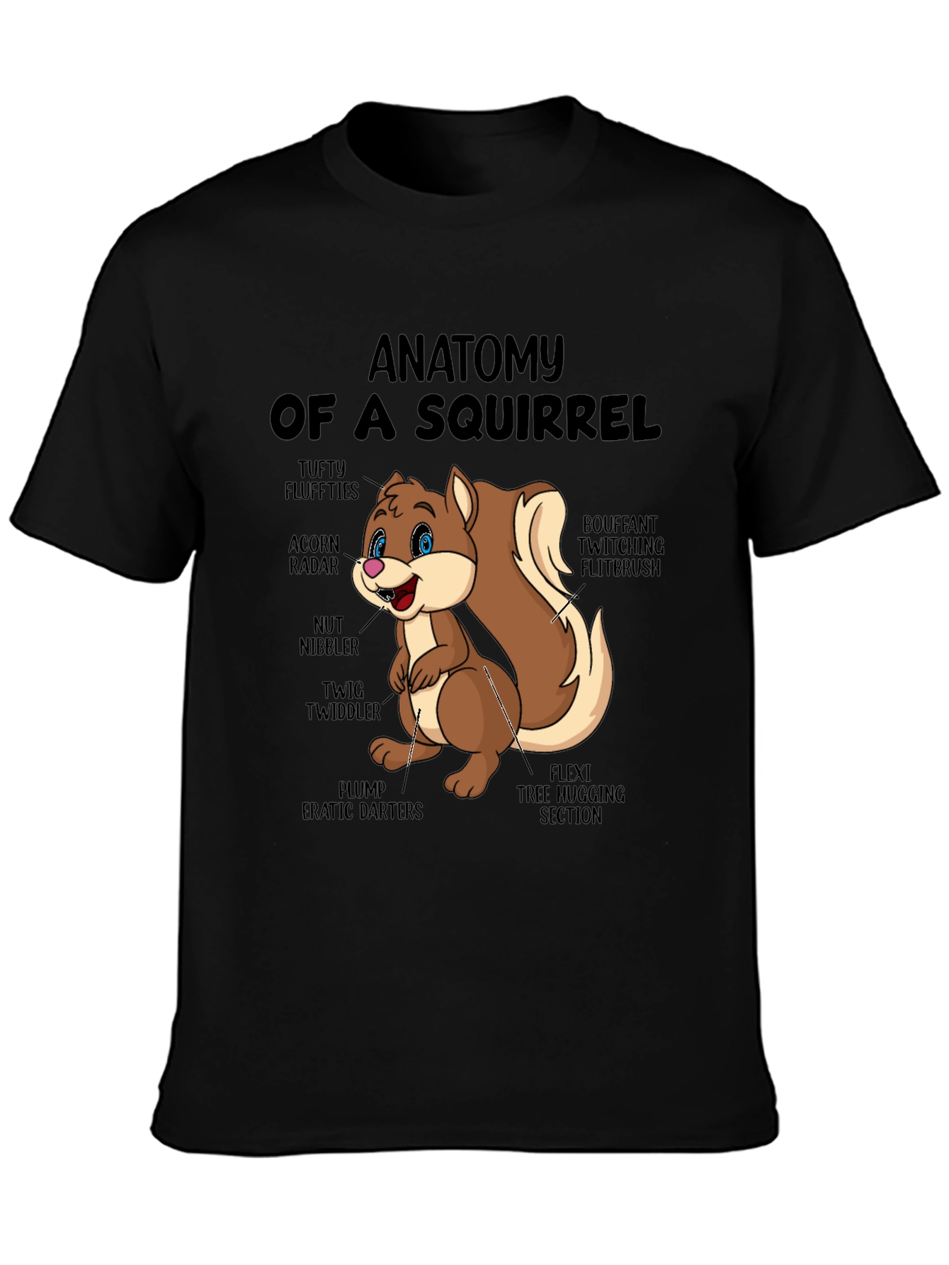 Anatomy of a Squirrel Black T-Shirt