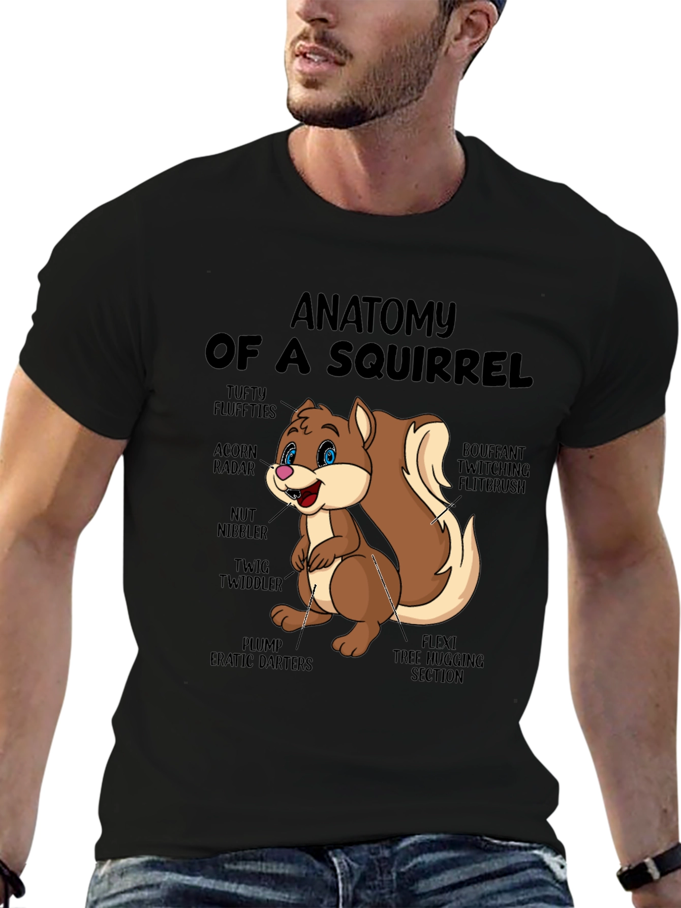 Anatomy of a Squirrel Black T-Shirt